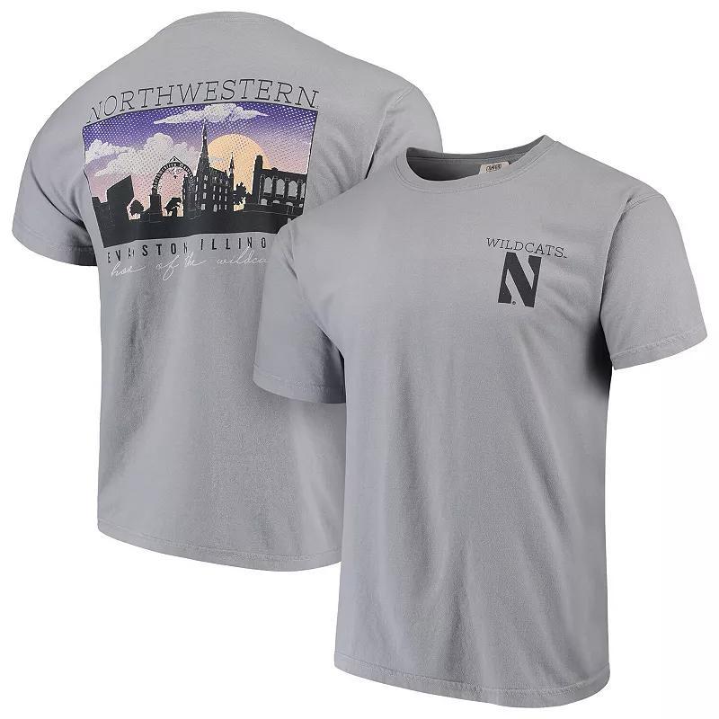 Mens Gray Northwestern Wildcats Comfort Colors Campus Scenery T-Shirt Product Image