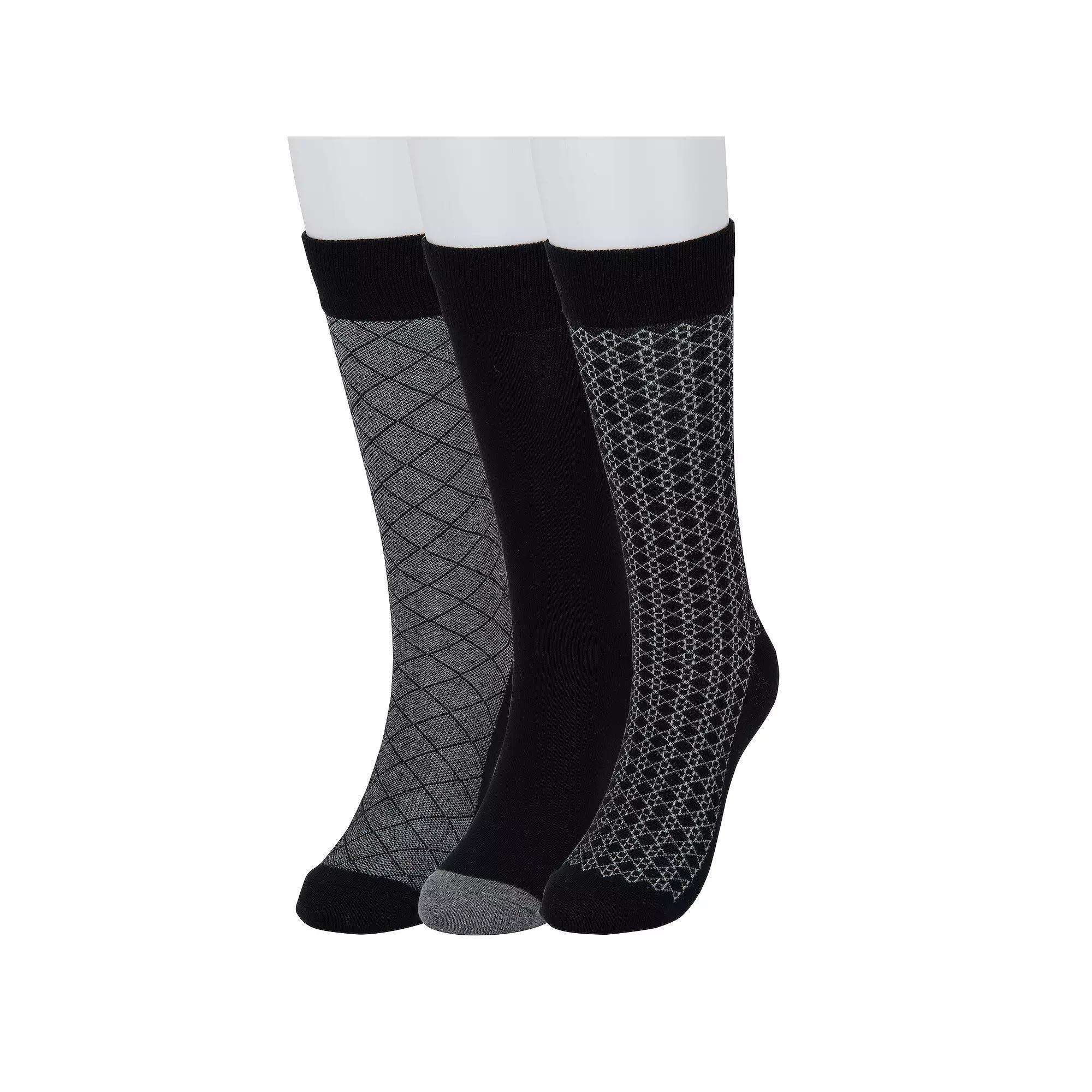 Men's Sonoma Goods For Life® 3-pack Patterned Dress Socks, Black Plaid Product Image