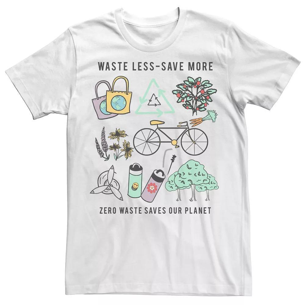 Men's Earth Day Waste Less Save More Zero Waste Saves Our Planet Tee, Size: Large, White Product Image