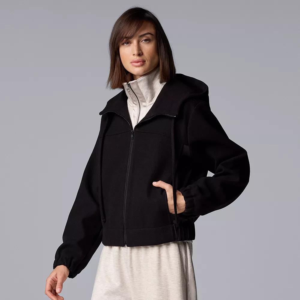Women's Simply Vera Vera Wang Women's Short Hooded Jacket, Size: XL, Black Product Image
