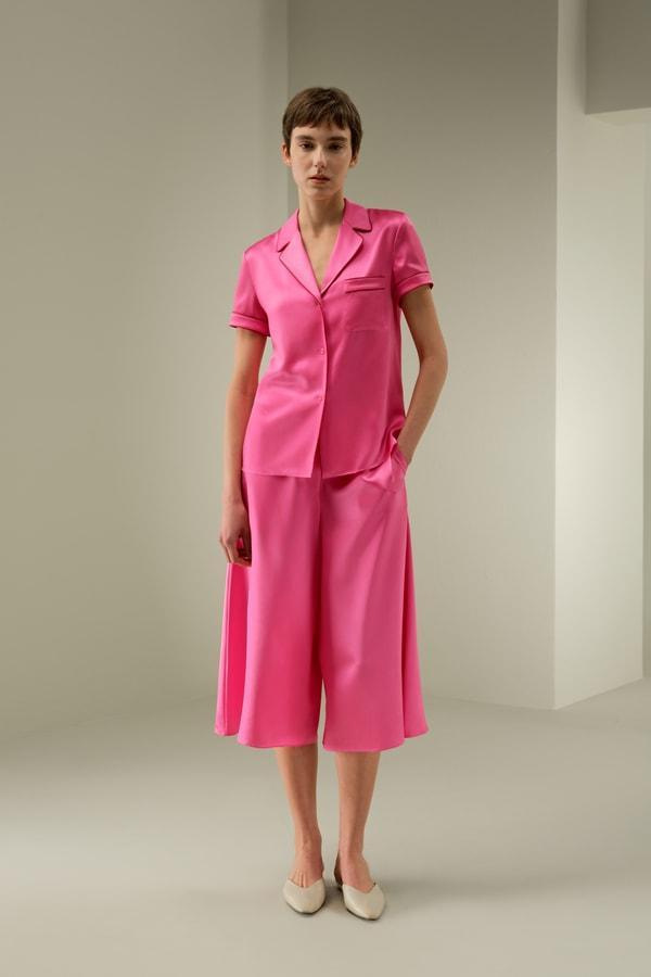 Contrast-Trimmed Silk Shirt Product Image