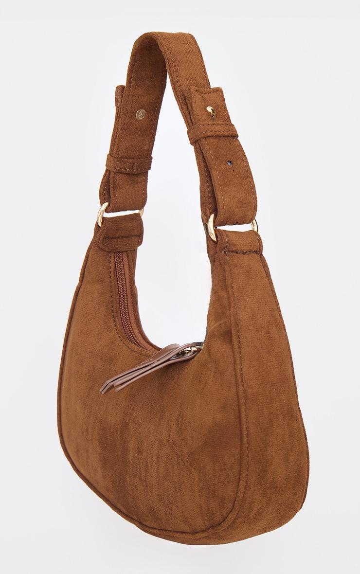 Chocolate Faux Suede Mini Double Zip Circle Grab Bag Product Image