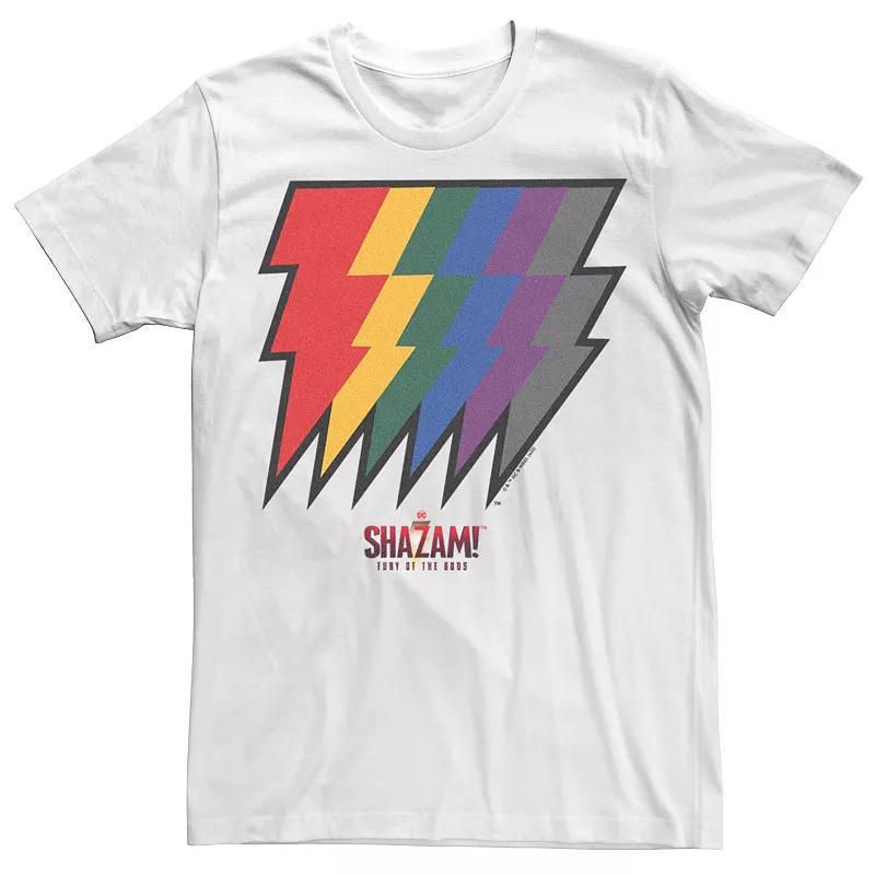 Men's Shazam Fury Of The Gods Rainbos Bolts Logo Tee, Size: XL, White Product Image