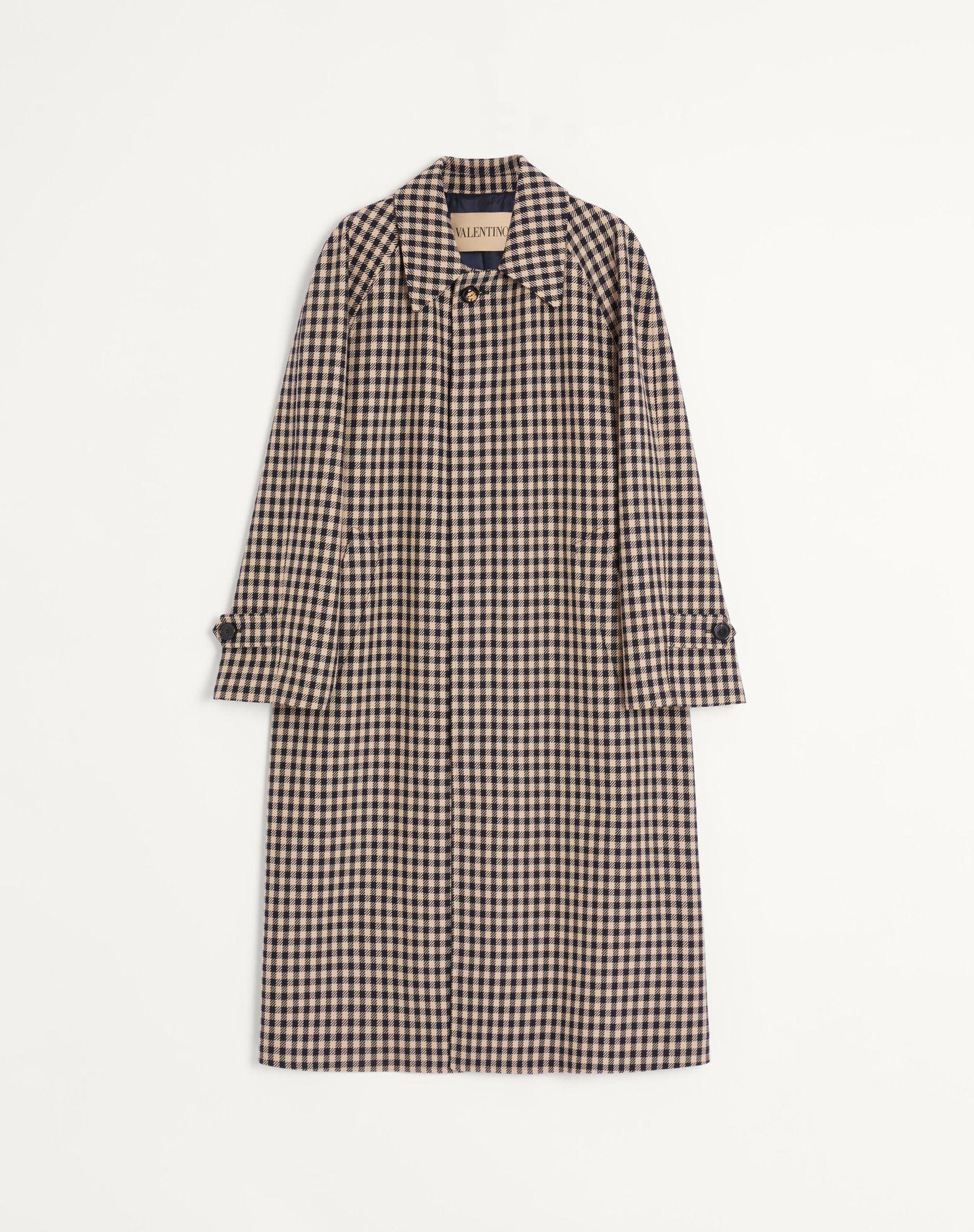 Single-Breasted Cotton And Wool Coat With Vichy Pattern Product Image