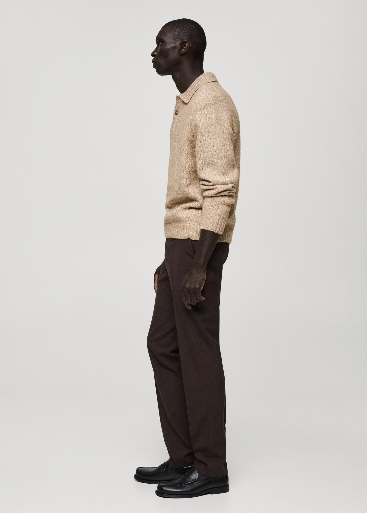 Knitted wool blend polo sweater - Men | MANGO USA Product Image