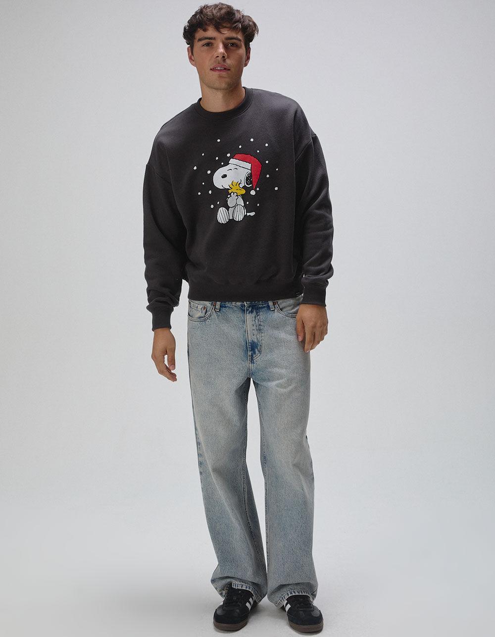 RSQ x Peanuts Snow Mens Oversized Crewneck Sweatshirt - BLACK Product Image