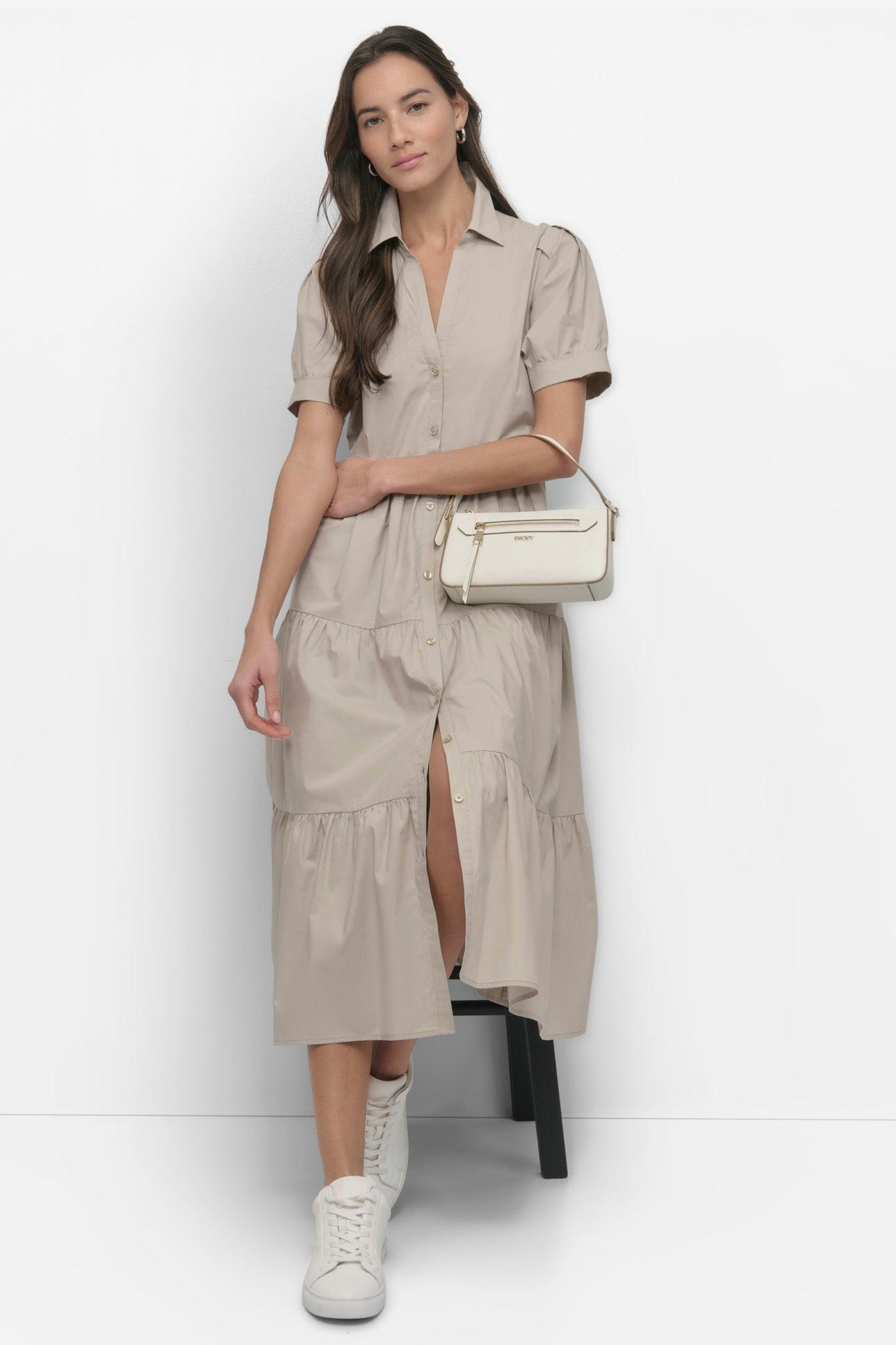 TIERED MIDI SHIRT DRESS Product Image