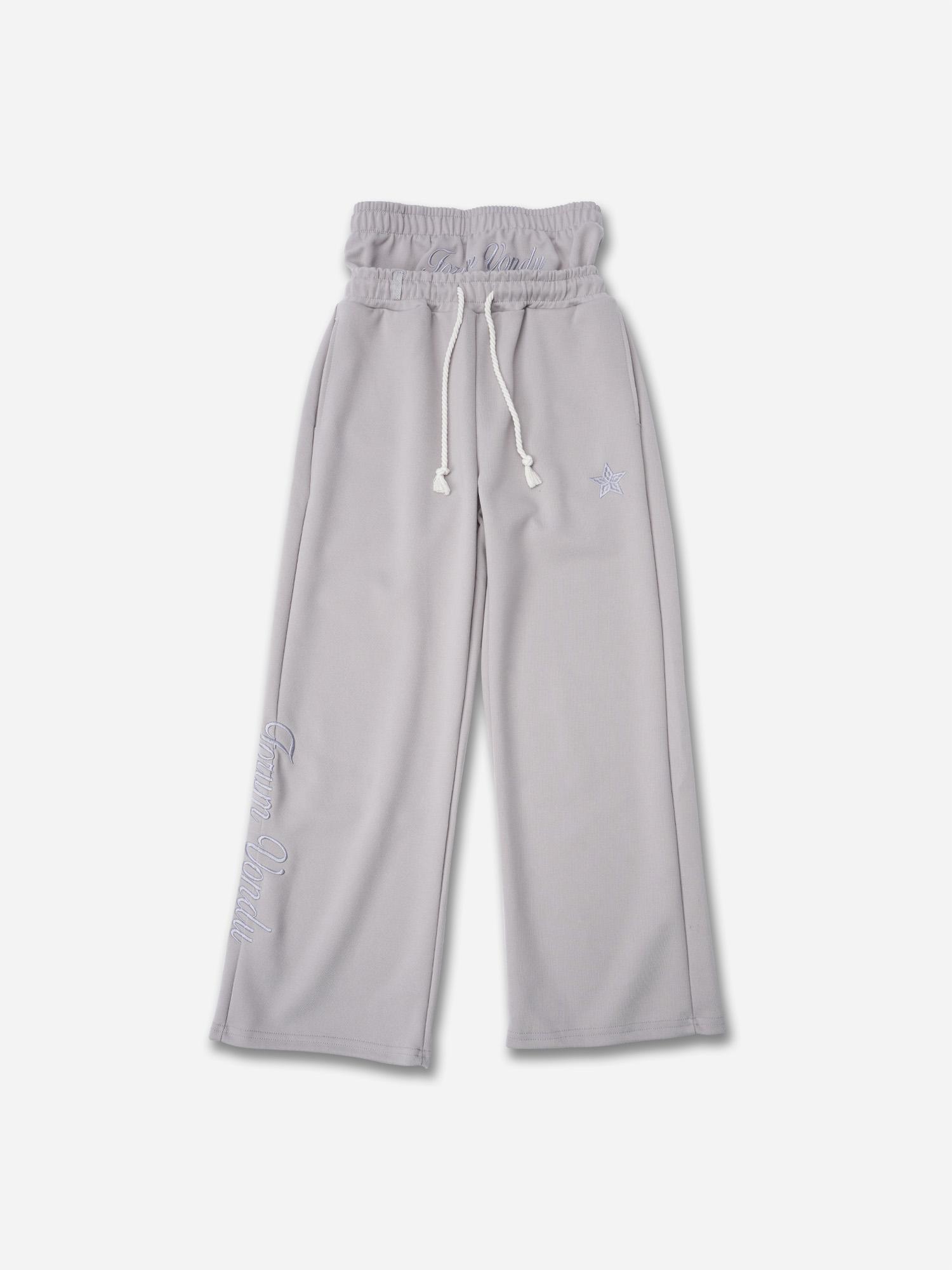 Hiphop Double Waistband Design With Star Embroidery Sweatpants Product Image
