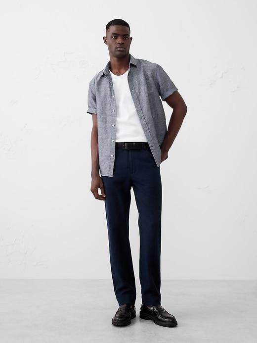 Slim-Straight Linen-Blend Trouser Product Image