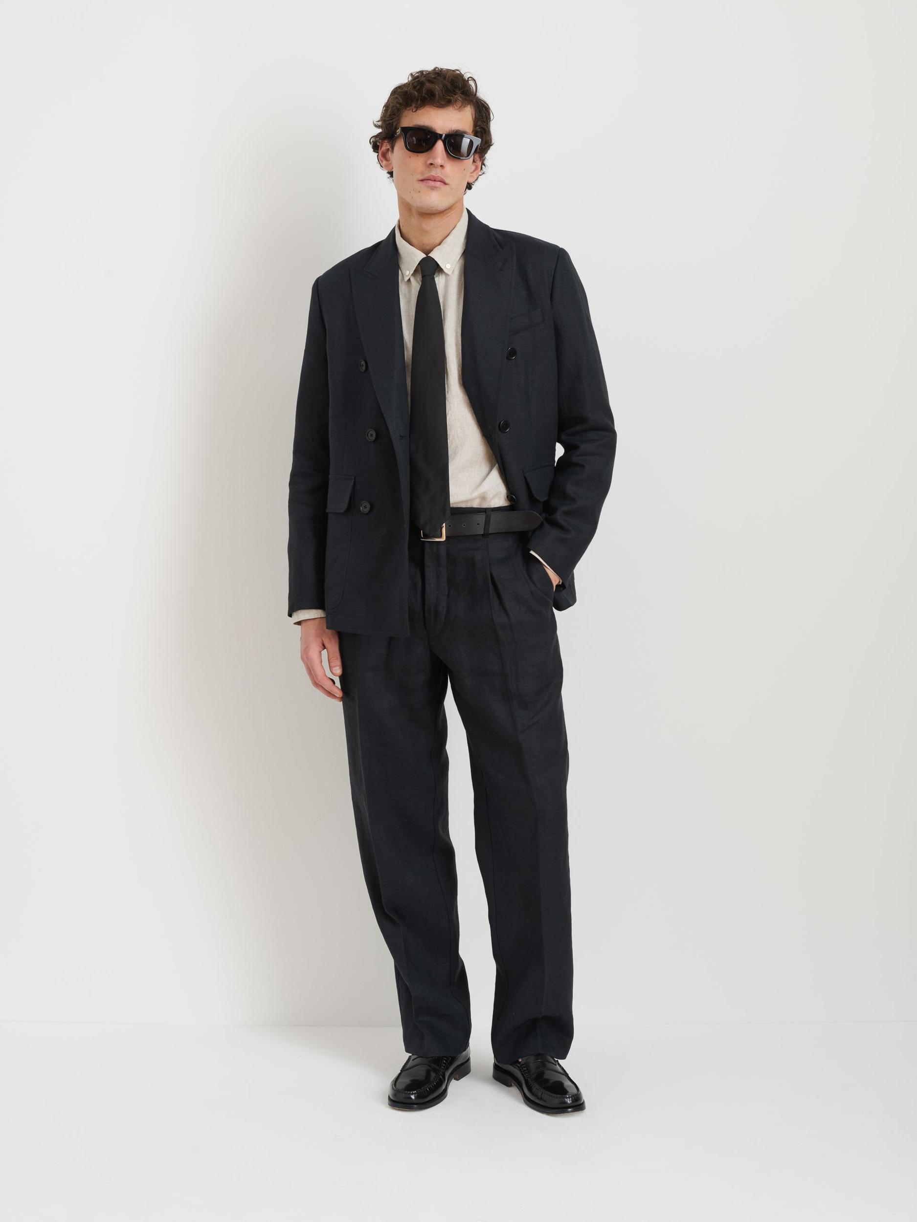 Double Pleated Trouser In Linen Product Image