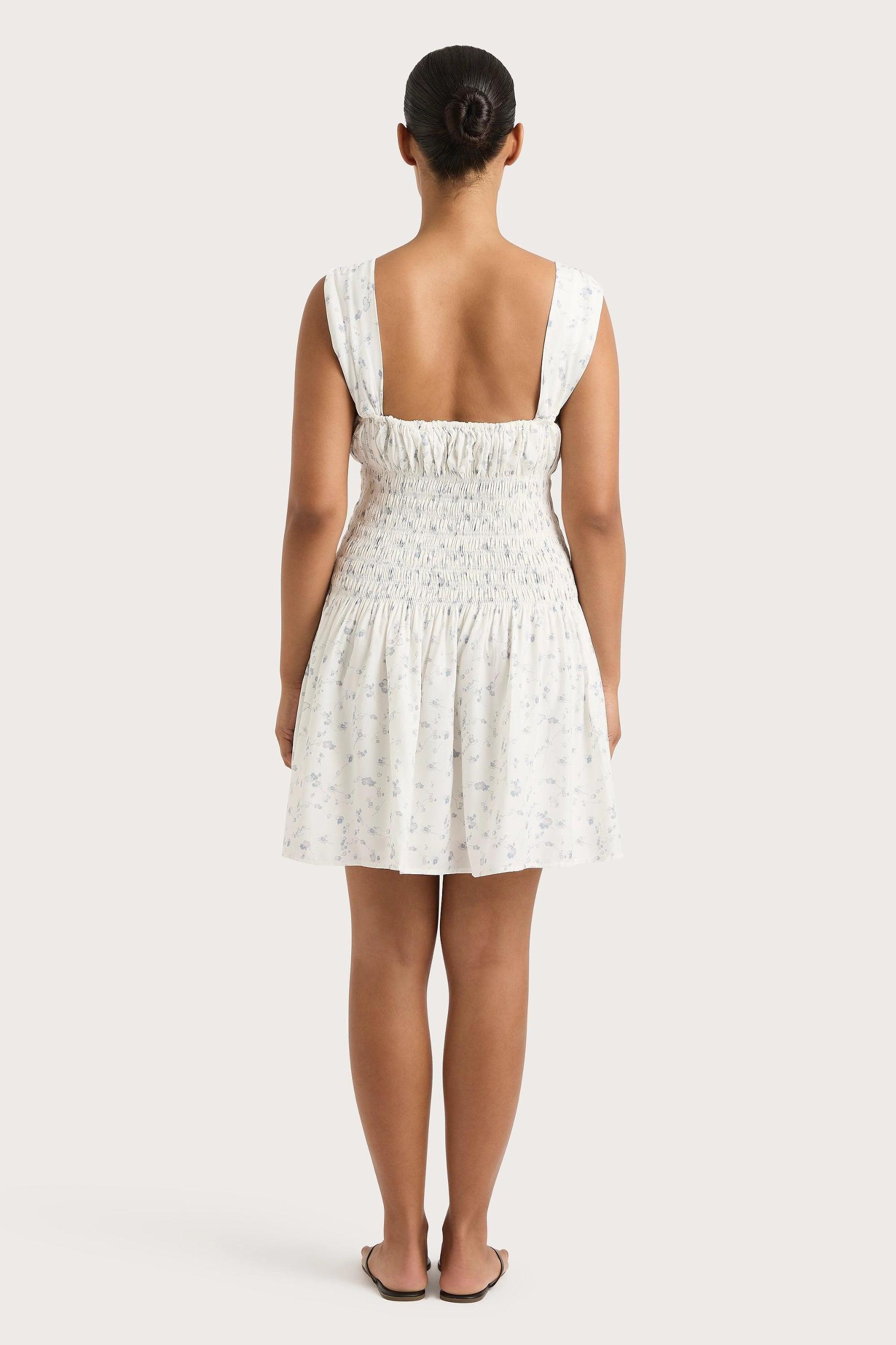 Yerres Mini Dress Blossom Egg Shell Powder Blue Product Image