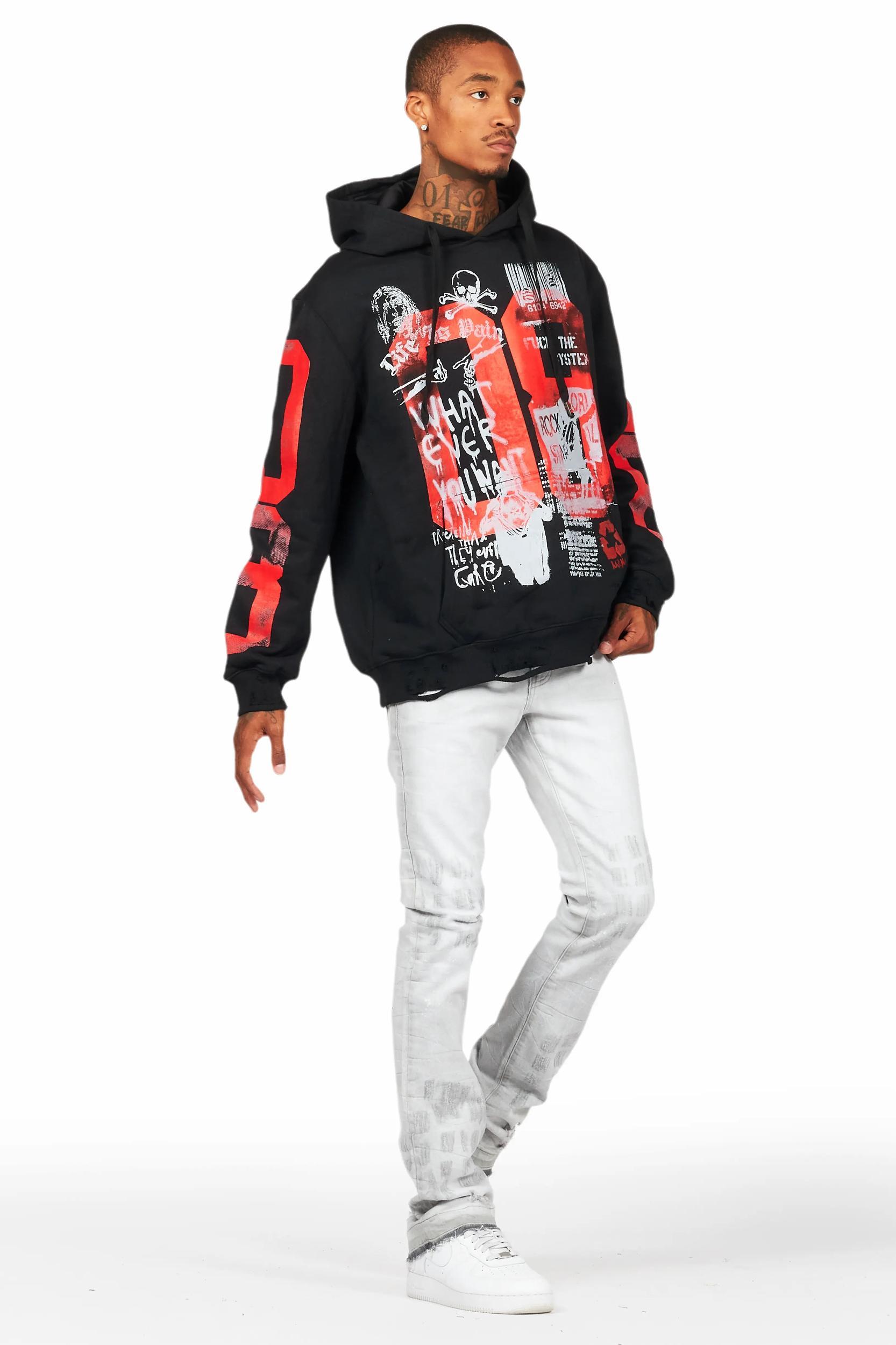 Grill Black Graphic Hoodie Male Product Image