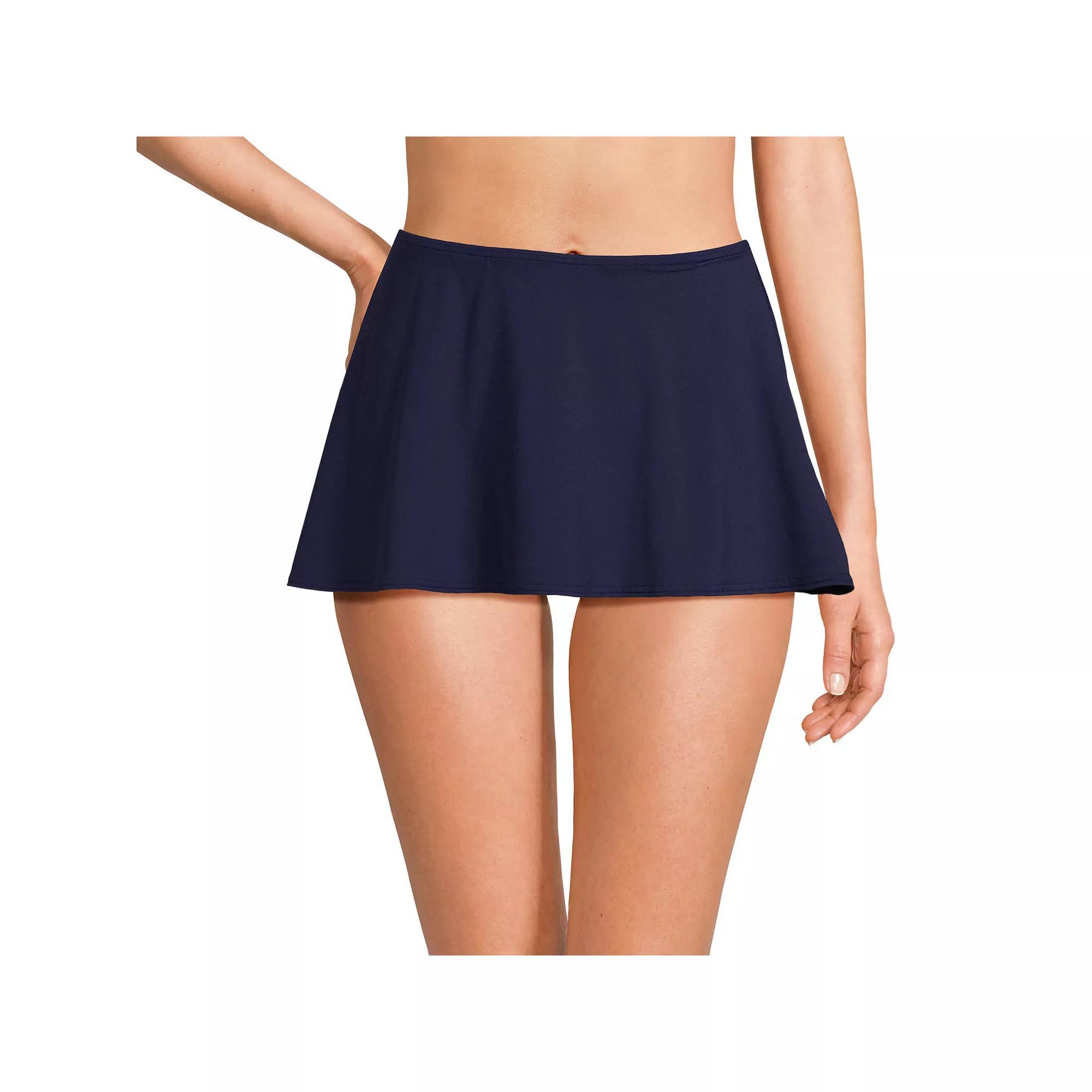 Women's Lands' End Chlorine Resistant High-Waisted Mini Swim Skirt, Size: 8, Deep  Blue Product Image