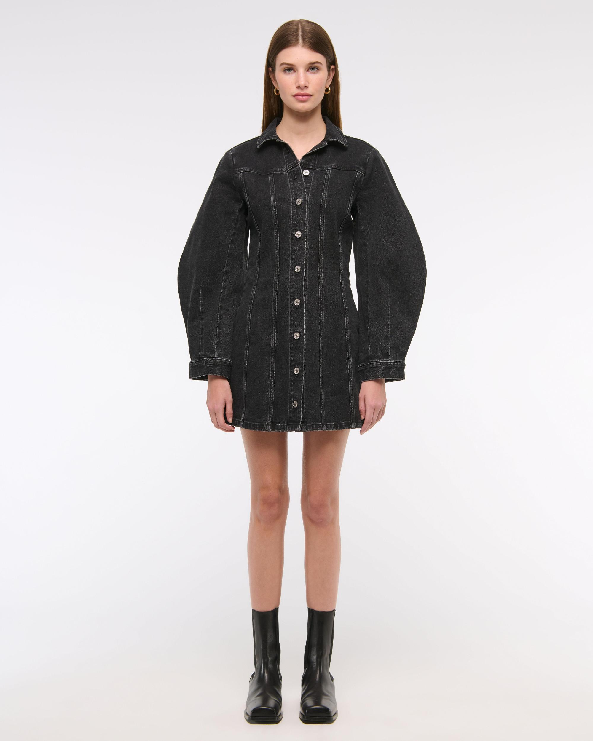 Barrel Sleeve Denim Shirt Dress Product Image