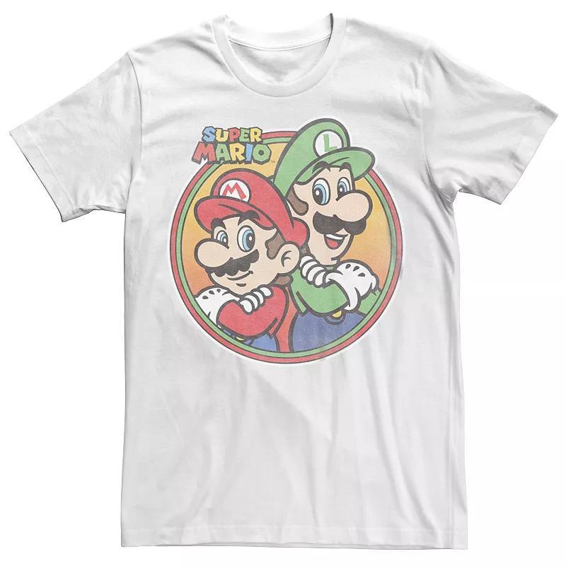 Mens Nintendo Super Mario & Luigi Brothers Circle Tee Athletic Grey Product Image