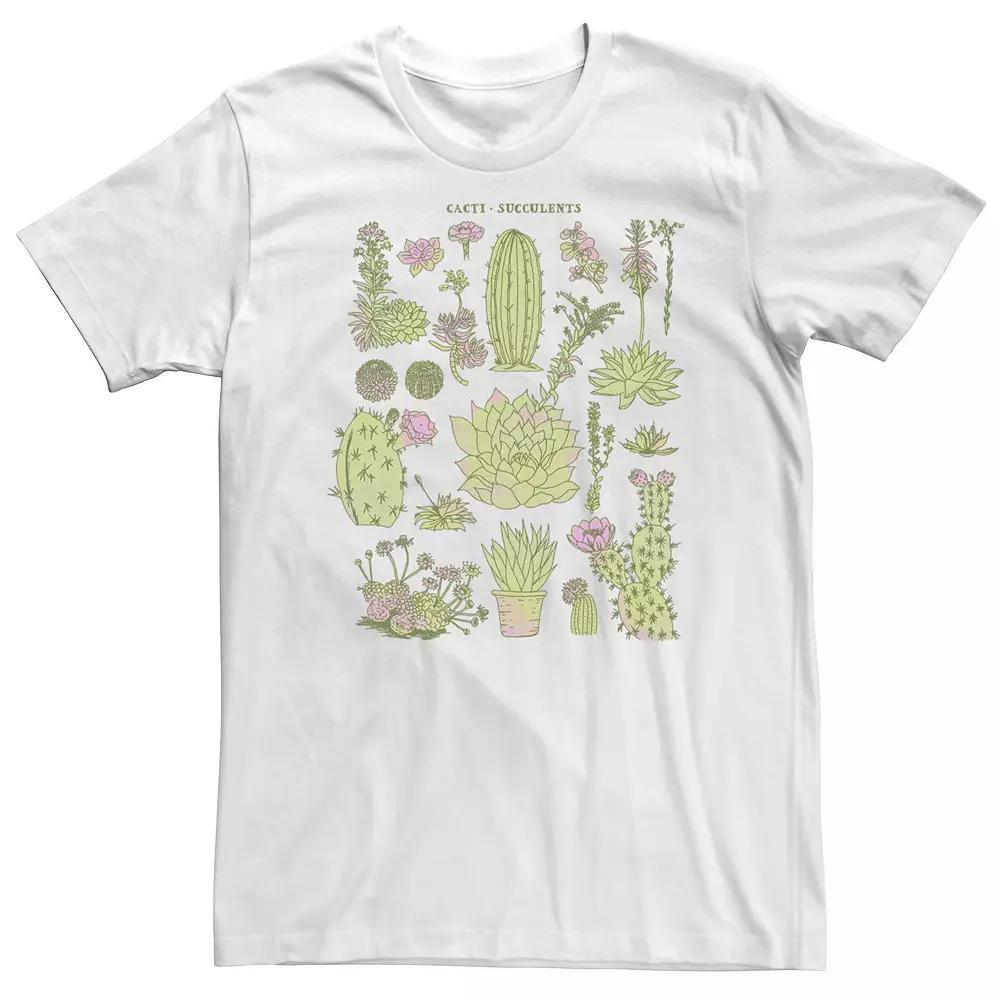 Big & Tall Trendy Sketch Cacti Succulents Collage Tee, Men's, Size: 3XL Tall, White Product Image