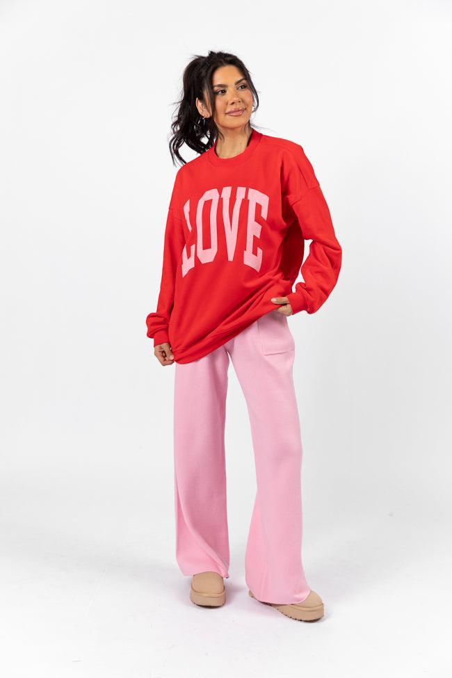 Love Block Red Oversized Graphic Sweatshirt Product Image