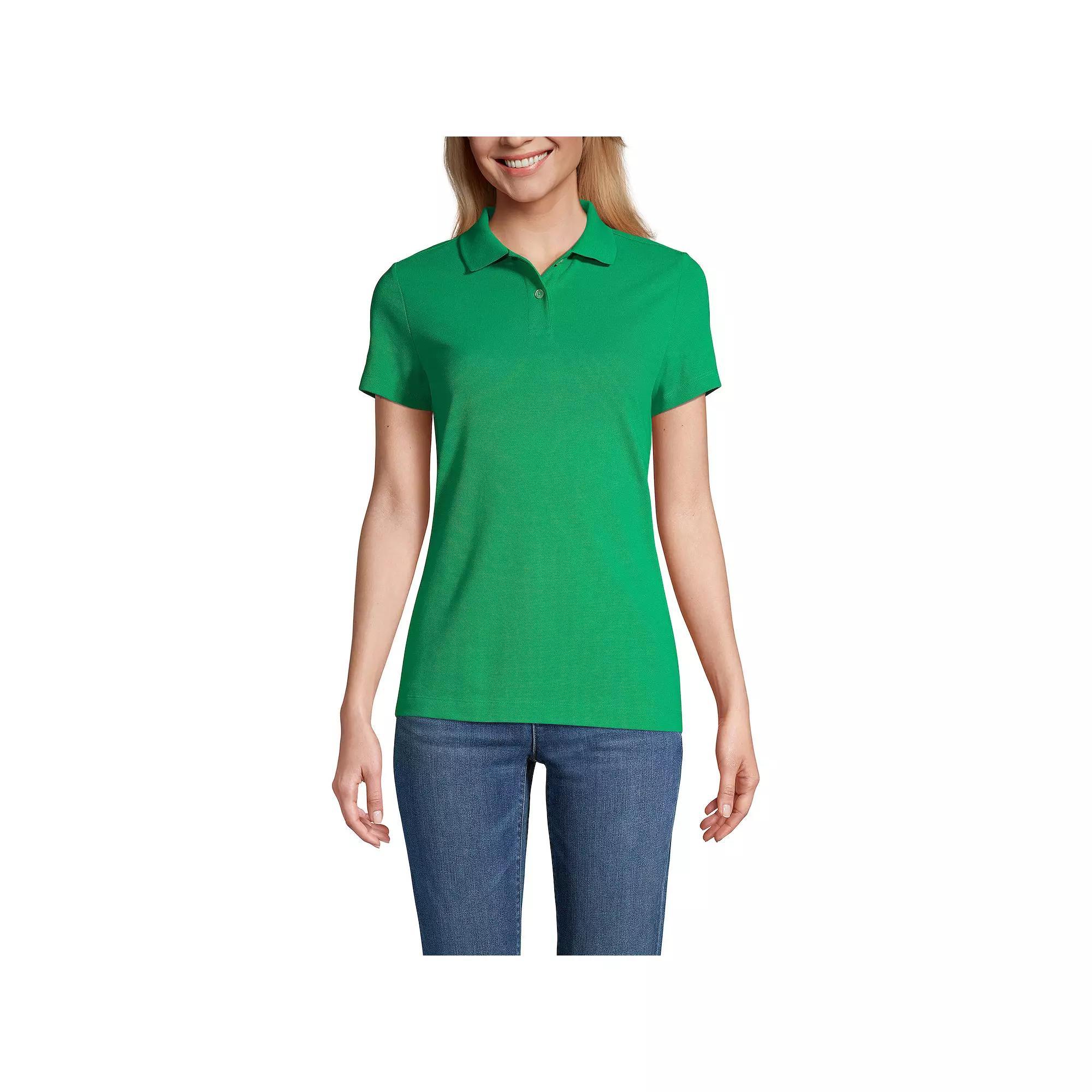 Women's Lands' End Short Sleeve Basic Mesh Polo Shirt, Size: XL, Vibrant Green Product Image