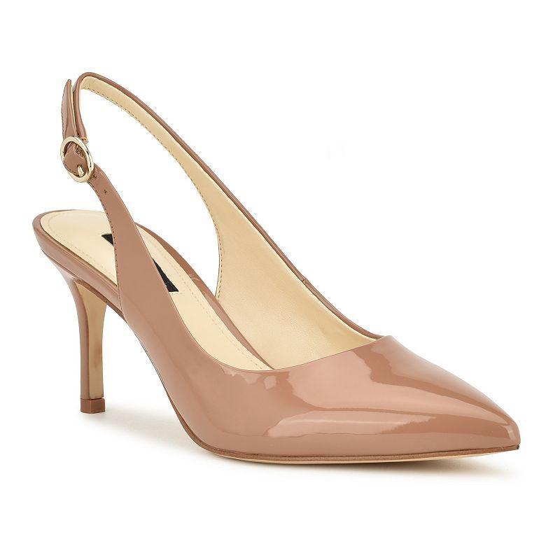 Nine West Menora Women's Sling Back Pumps, Size: 8.5, Ivory Patent Product Image