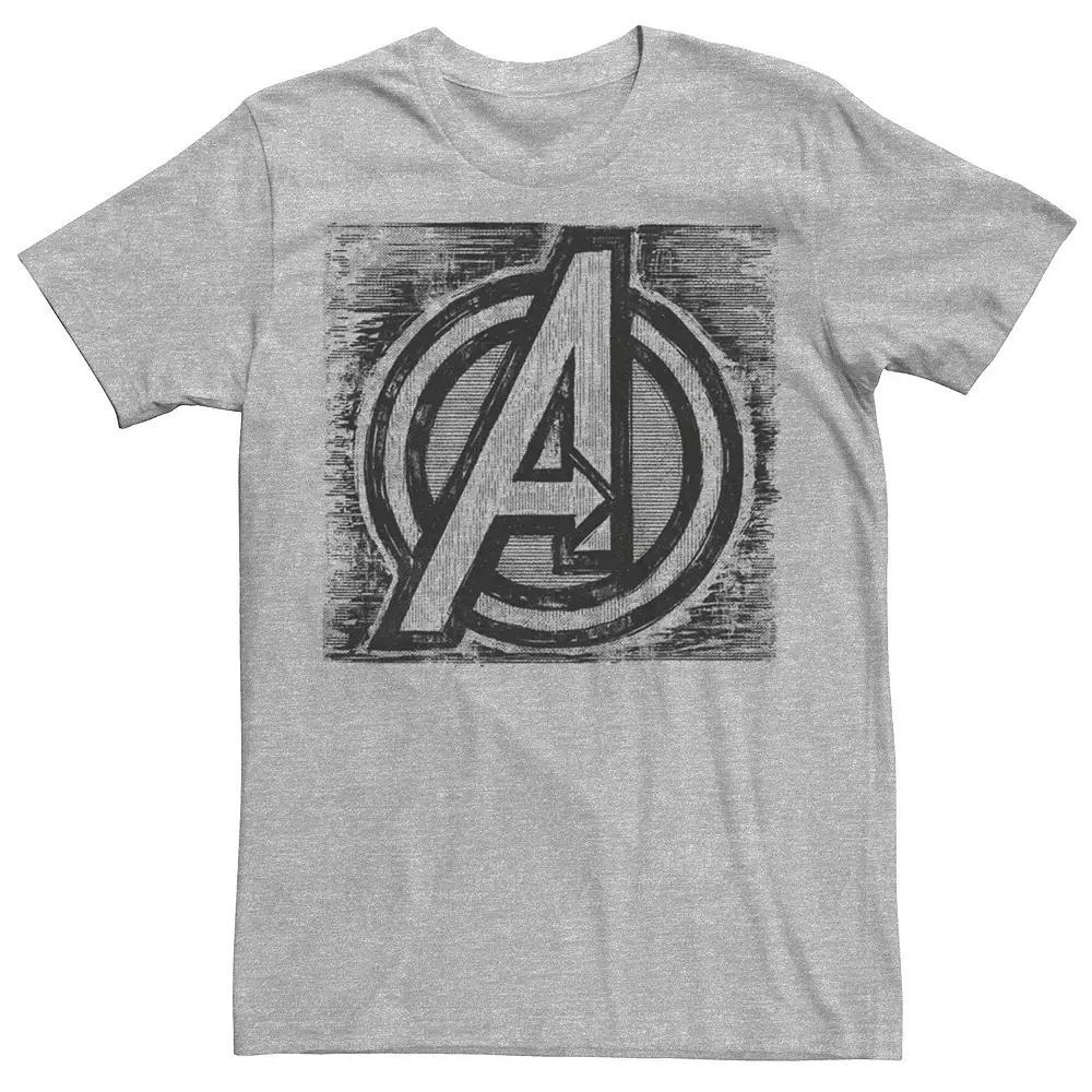 Men's Marvel Avengers Logo Sketch Tee, Size: 3XL, Athletic Grey Product Image