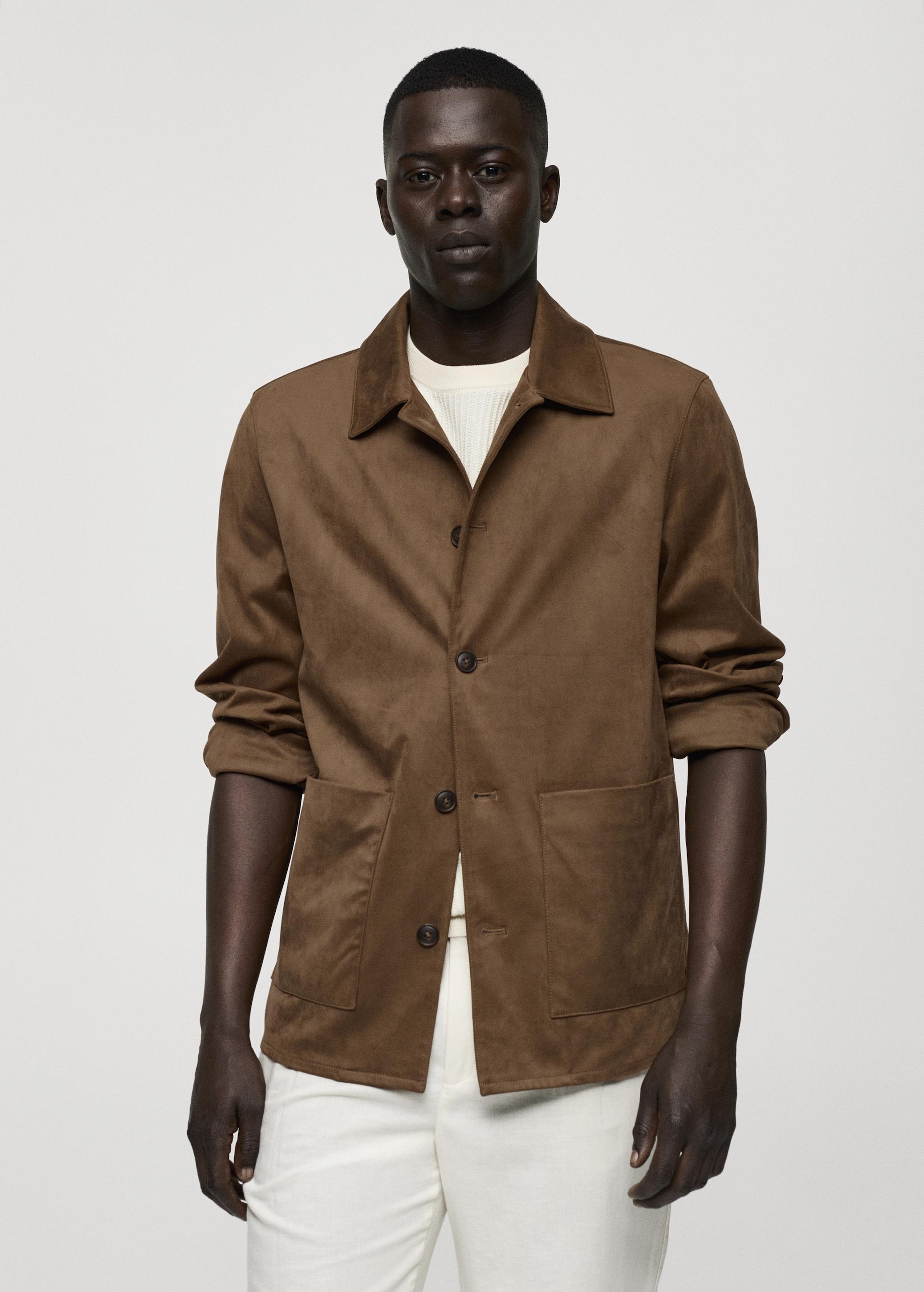 Suede effect overshirt with pockets - Men | MANGO USA Product Image