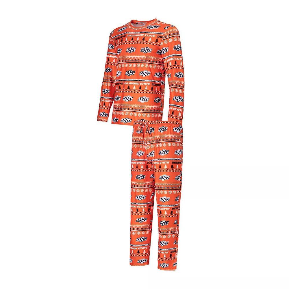 Men's Concepts Sport Orange Oklahoma State Cowboys Swivel Long Sleeve T-Shirt & Pants Sleep Set, Size: Small Product Image