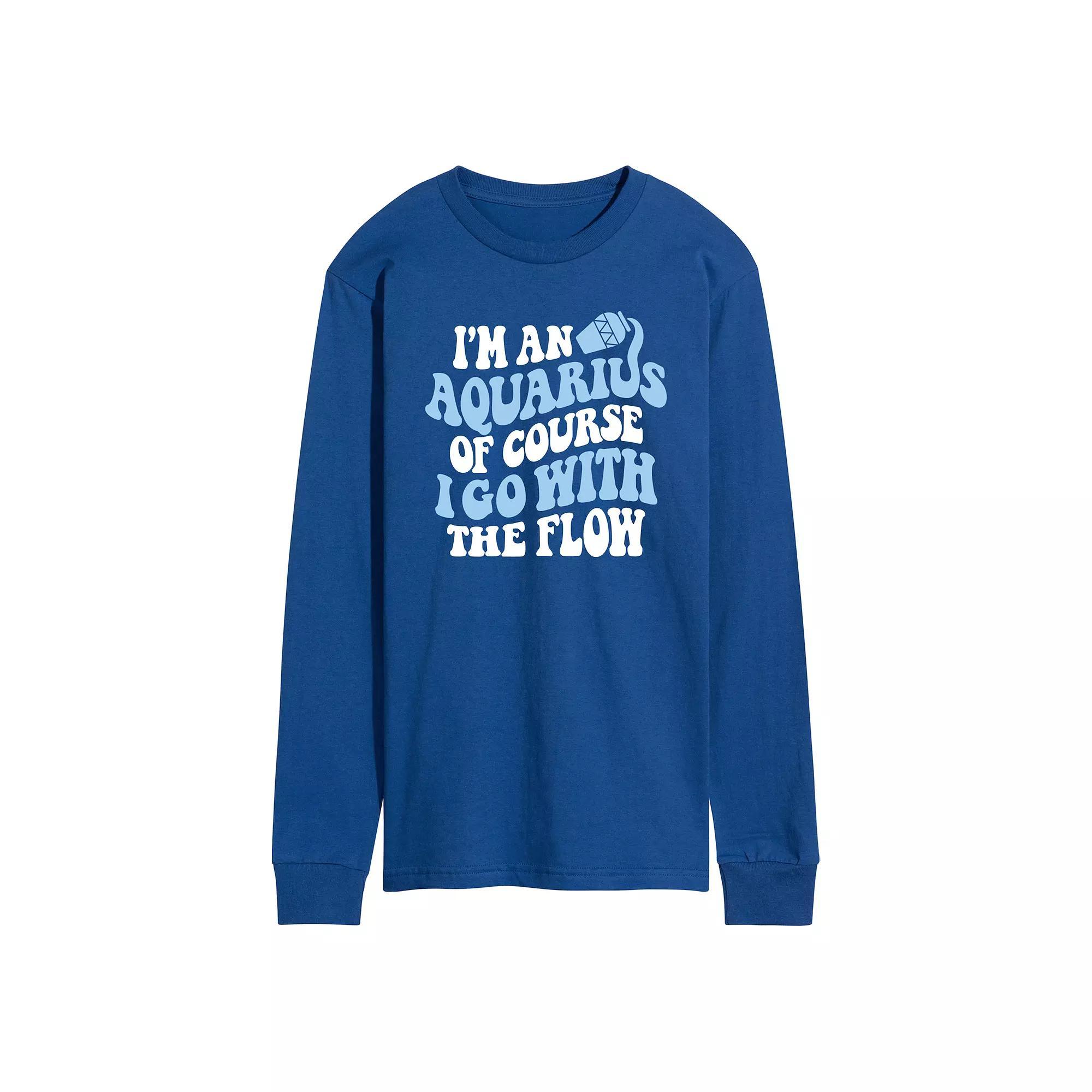 Men's I'm An Aquarius Long Sleeve Graphic Tee, Size: Small, Blue Product Image