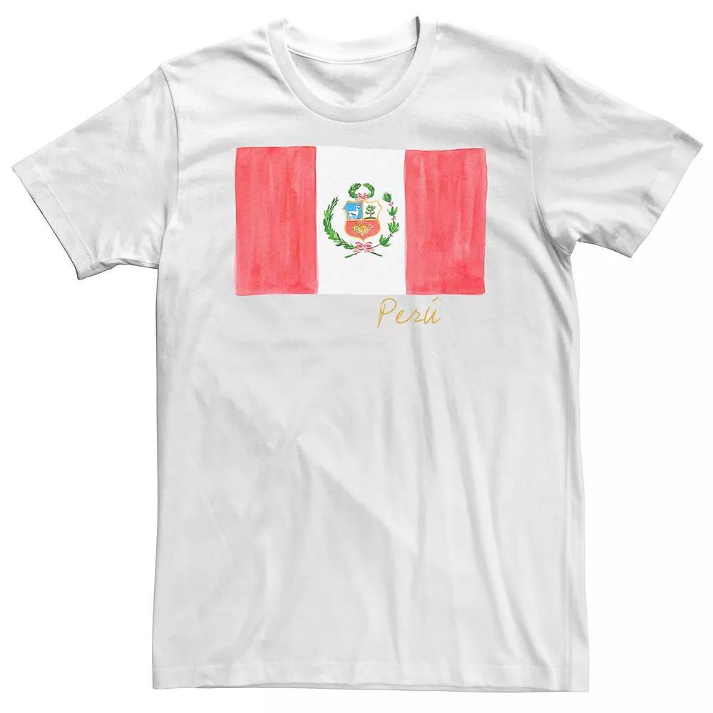Big & Tall HHM Peru Flag Watercolor Tee, Men's, Size: XXL Tall, White Product Image
