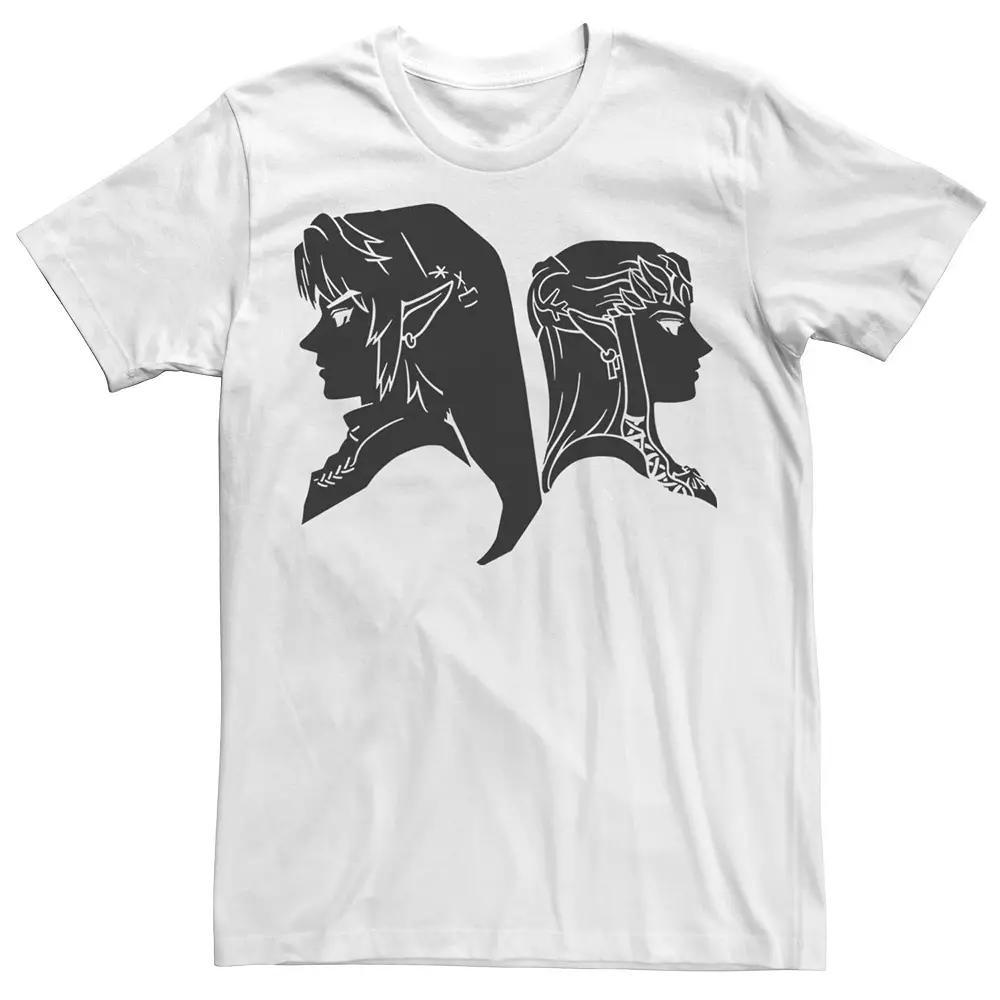 Men's Nintendo Zelda Link & Princess Profile Graphic Tee, Size: XXL, White Product Image