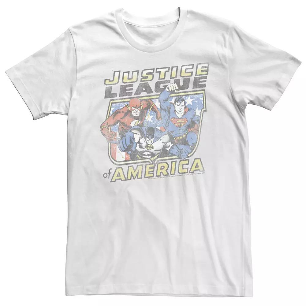 Big & Tall Justice League Of America Distressed Portrait Tee, Men's, Size: 4XL, White Product Image