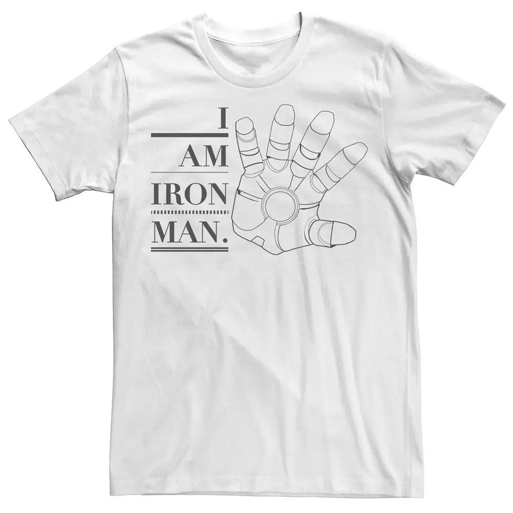 Men's Marvel I Am Iron Man Open Hand Text Tee, Size: Medium, White Product Image