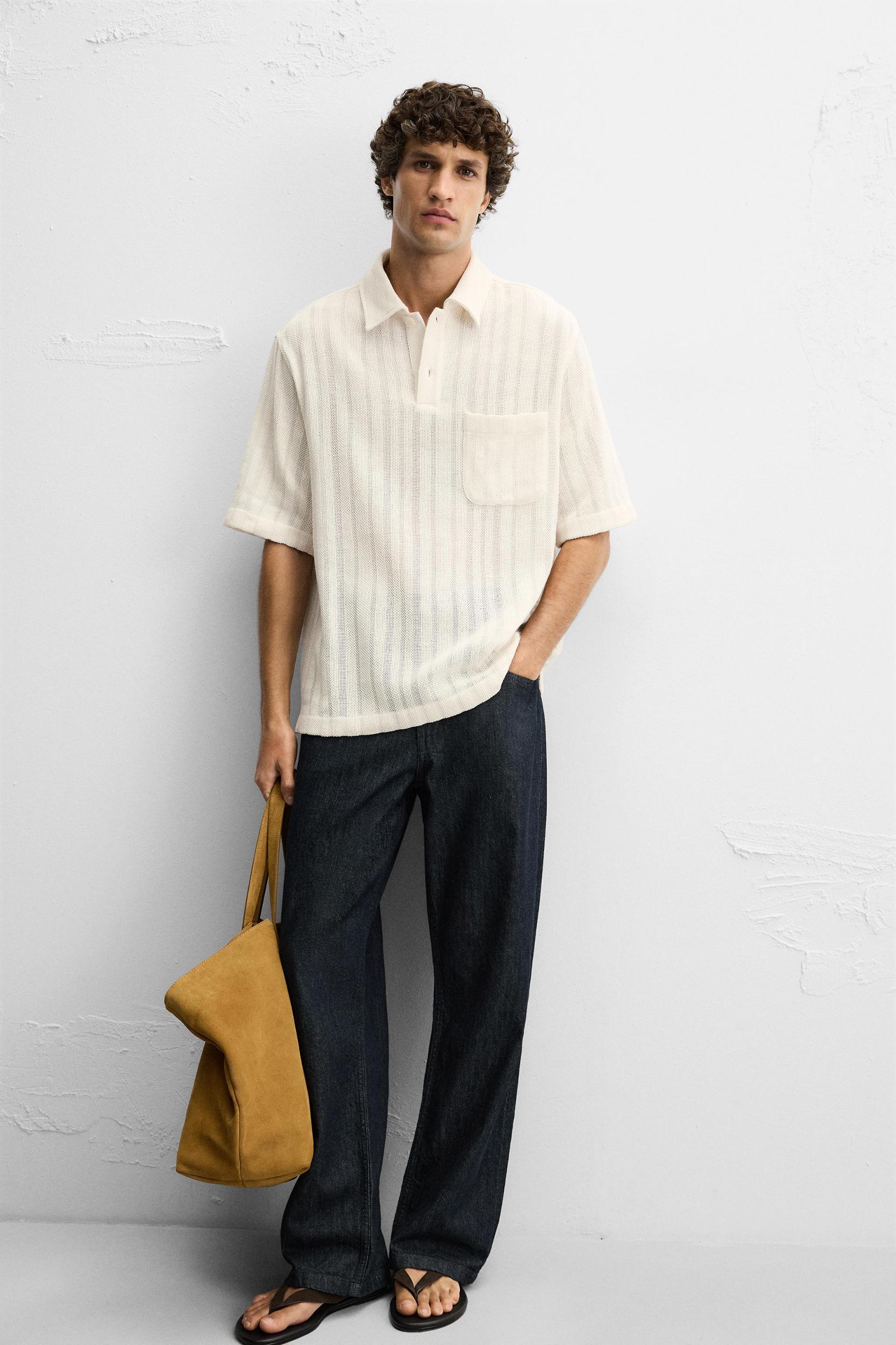 TEXTURED KNIT POLO SHIRT Product Image