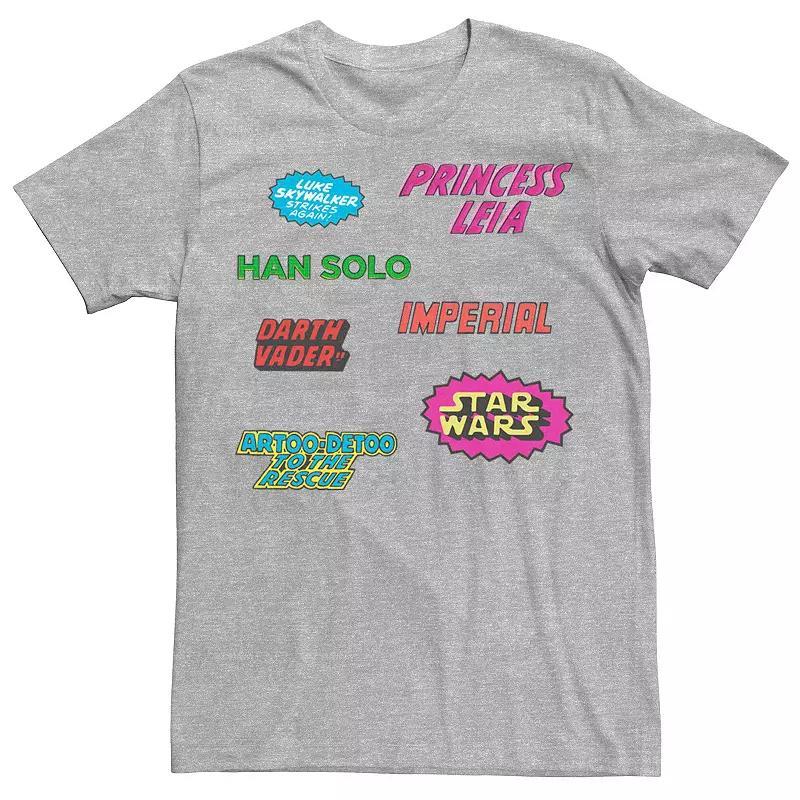 Men's Star Wars Vintage Sticker Logos Tee, Size: 3XL, Athletic Grey Product Image