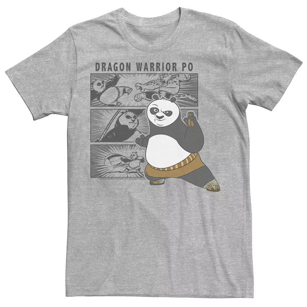 Men's Kung Fu Panda Dragon Warrior Po Comic Panel Portrait Tee, Size: Medium, Athletic Grey Product Image