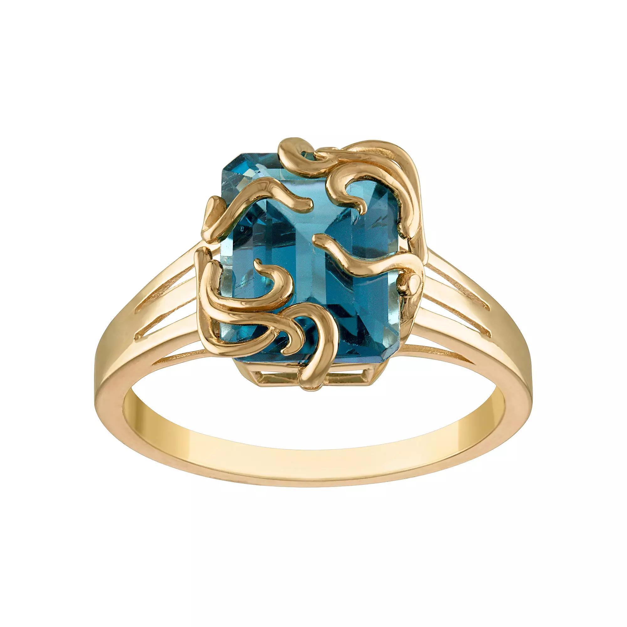 Tiara 10k Gold London Blue Topaz Medusa Ring, Women's Product Image