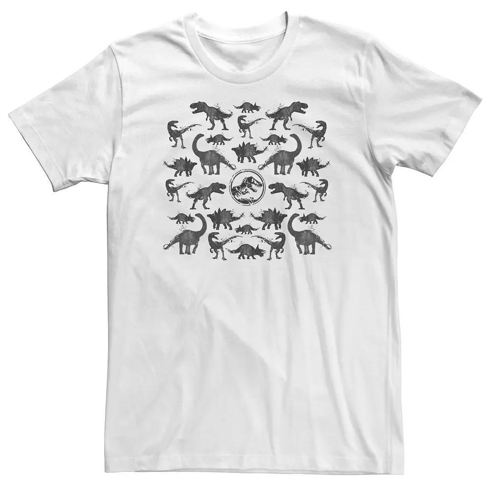 Big & Tall Jurassic World Dinosaur Pattern Silhouette Tee, Men's, Size: 3XL Tall, White Product Image