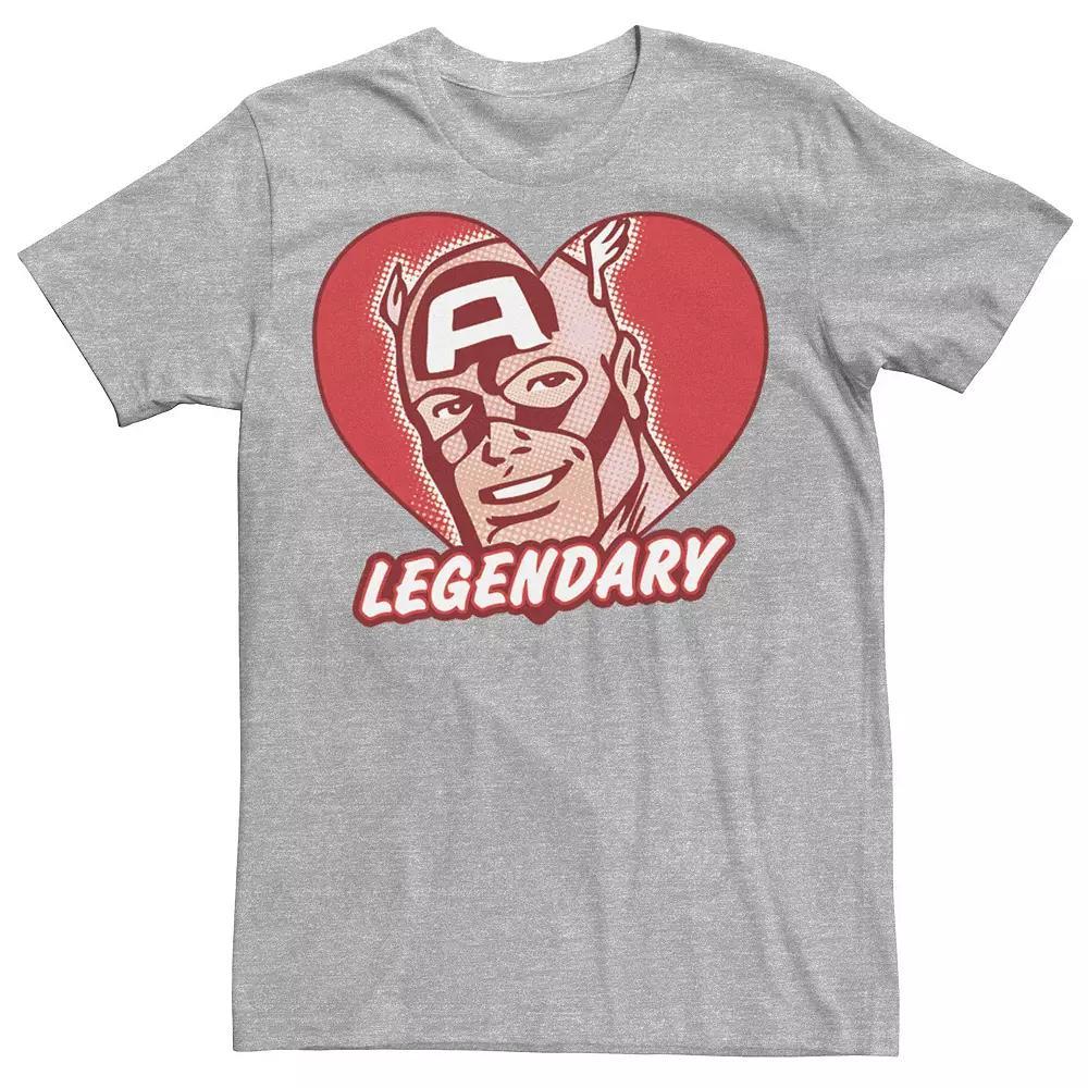 Mens Marvel Captain America Legendary Heart Short Sleeve Tee Athletic Grey Product Image