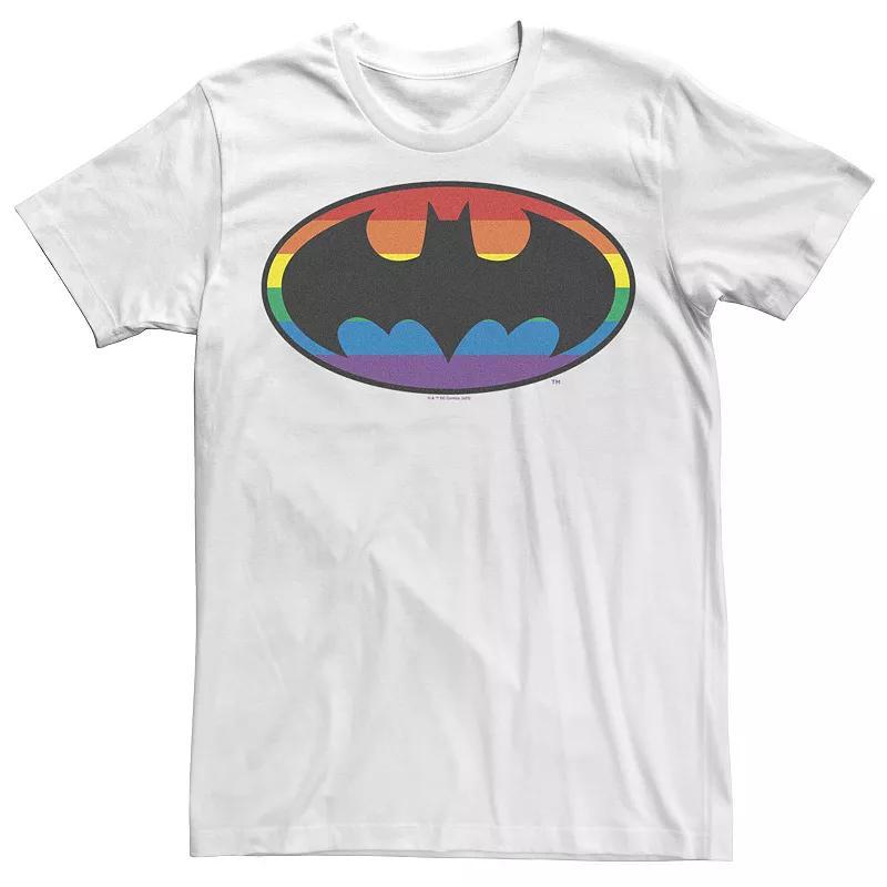 Men's Batman Rainbow Striped Logo Tee, Size: XL, White Product Image
