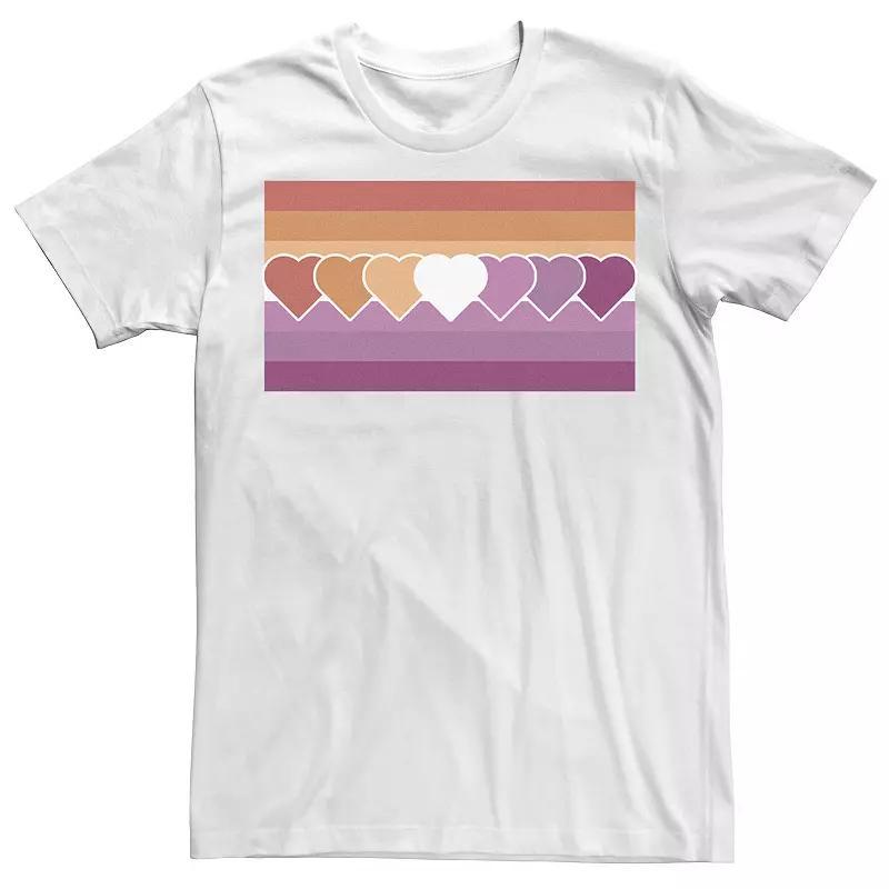 Men's Pride Hearts and Flag Tee, Size: XL, White Product Image