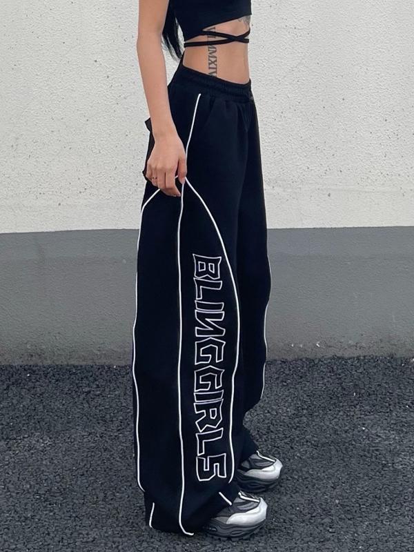 Embroidery Patchwork Wide Leg Pants Product Image