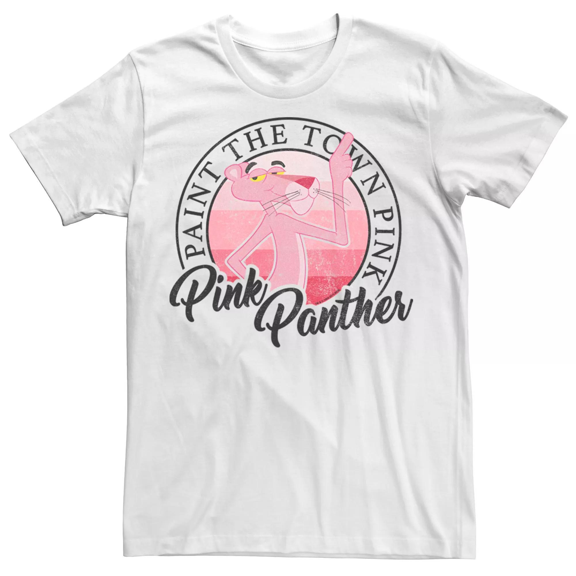 Men's Pink Panther Paint The Town Pink Circle Portrait Tee, Size: XXL, White Product Image
