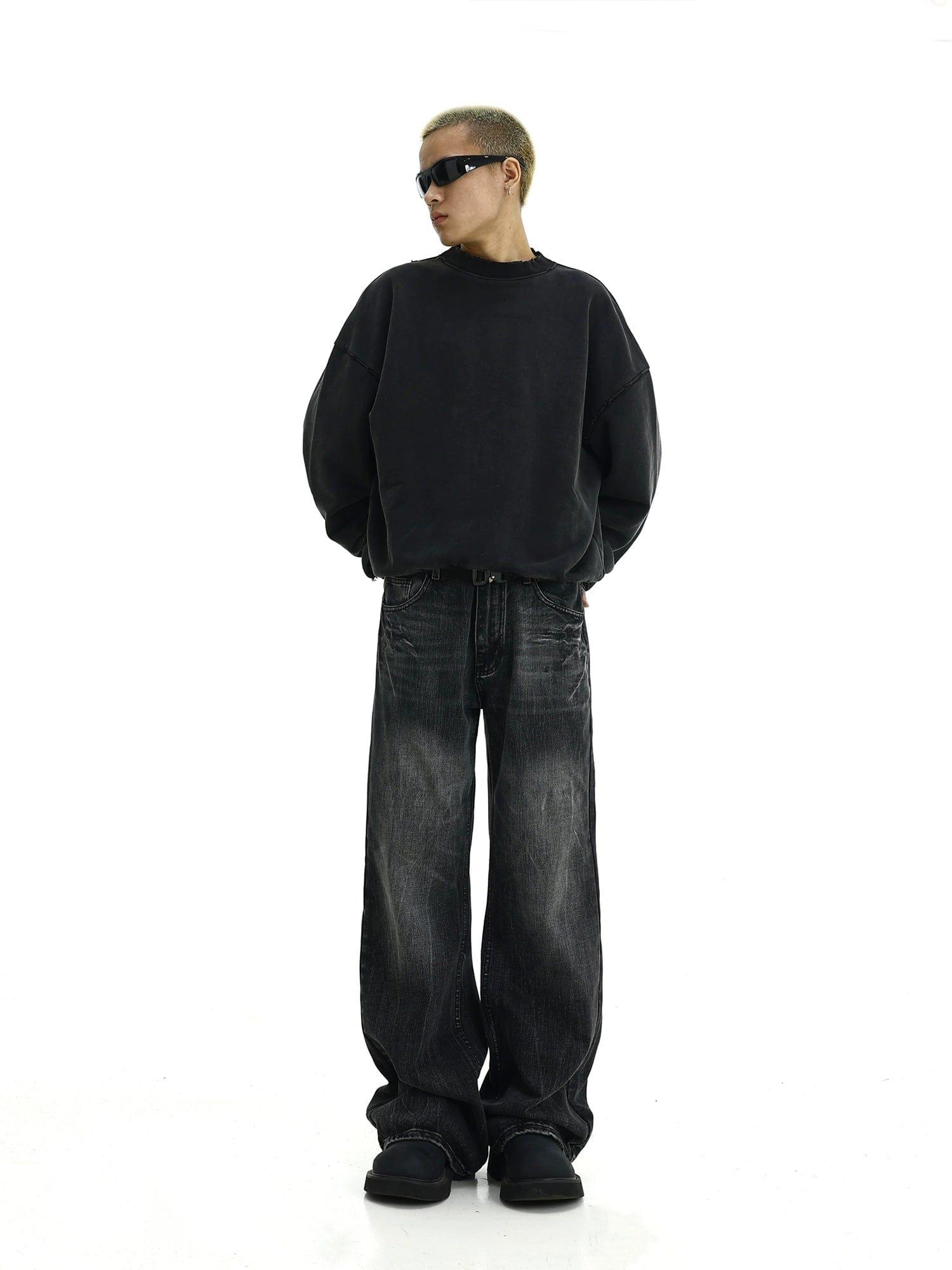 RT No. 11425 WASHED BLACK STRAIGHT DENIM JEANS Product Image