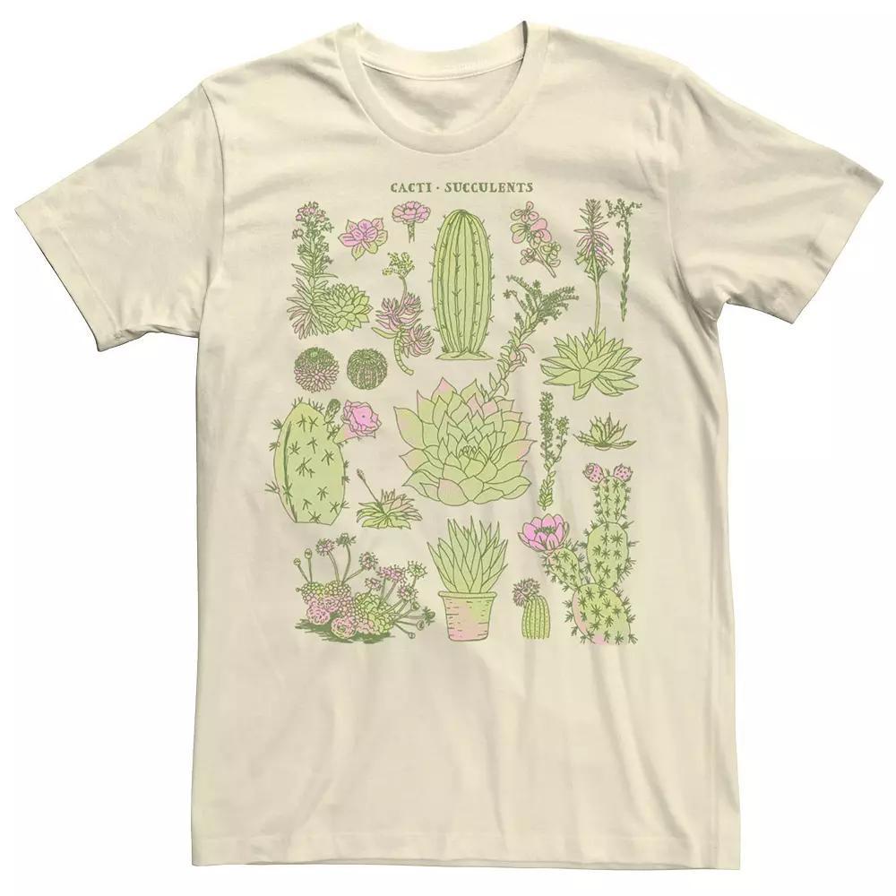 Men's Fifth Sun Cacti Chart Drawing Plants Tee, Size: Medium, Natural Product Image