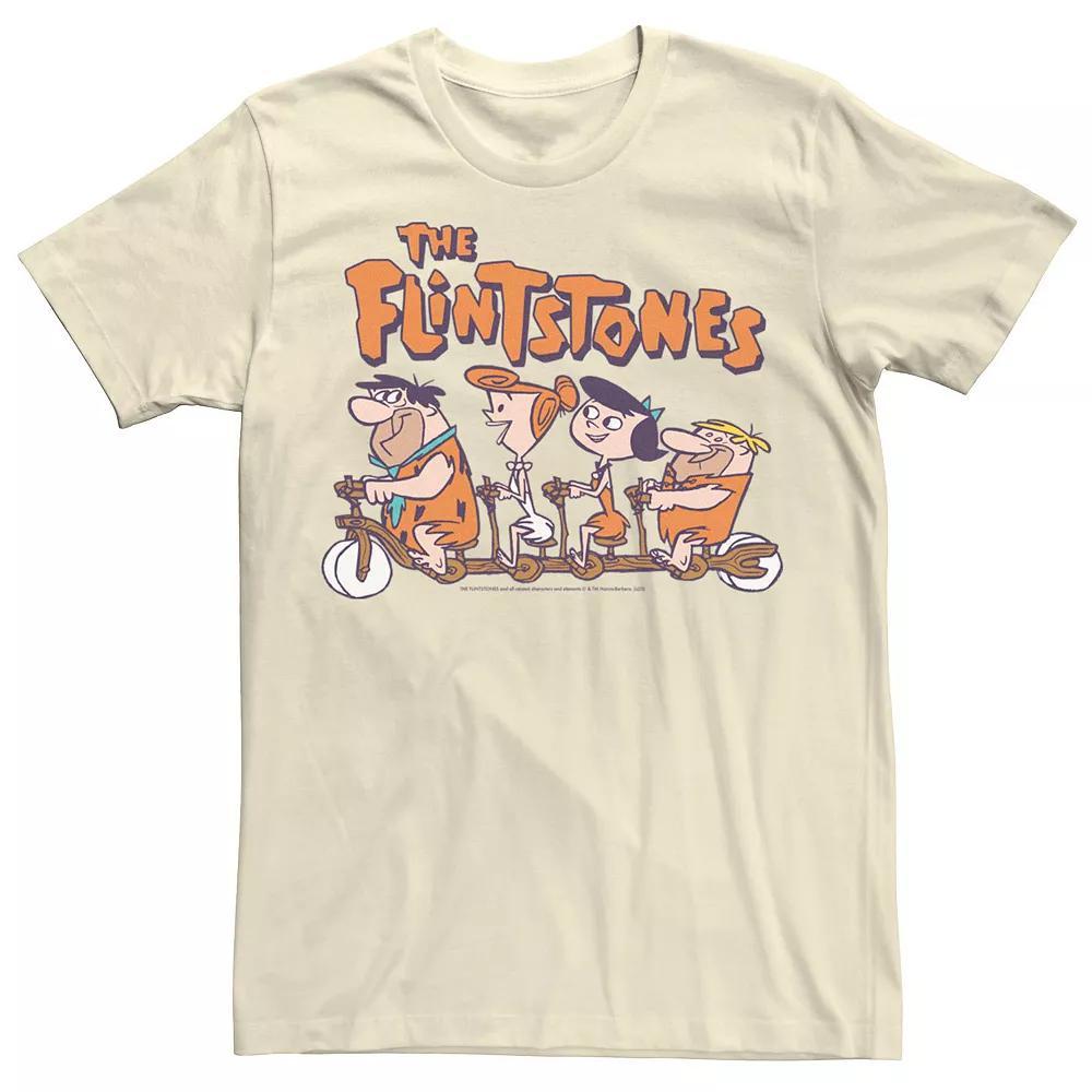 Men's The Flintstones Fred & Friends Bike Ride Tee, Size: Small, Natural Product Image