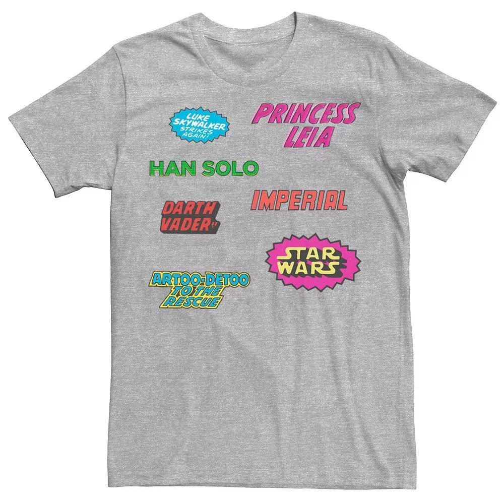 Men's Star Wars Vintage Sticker Logos Tee, Size: 3XL, Athletic Grey Product Image