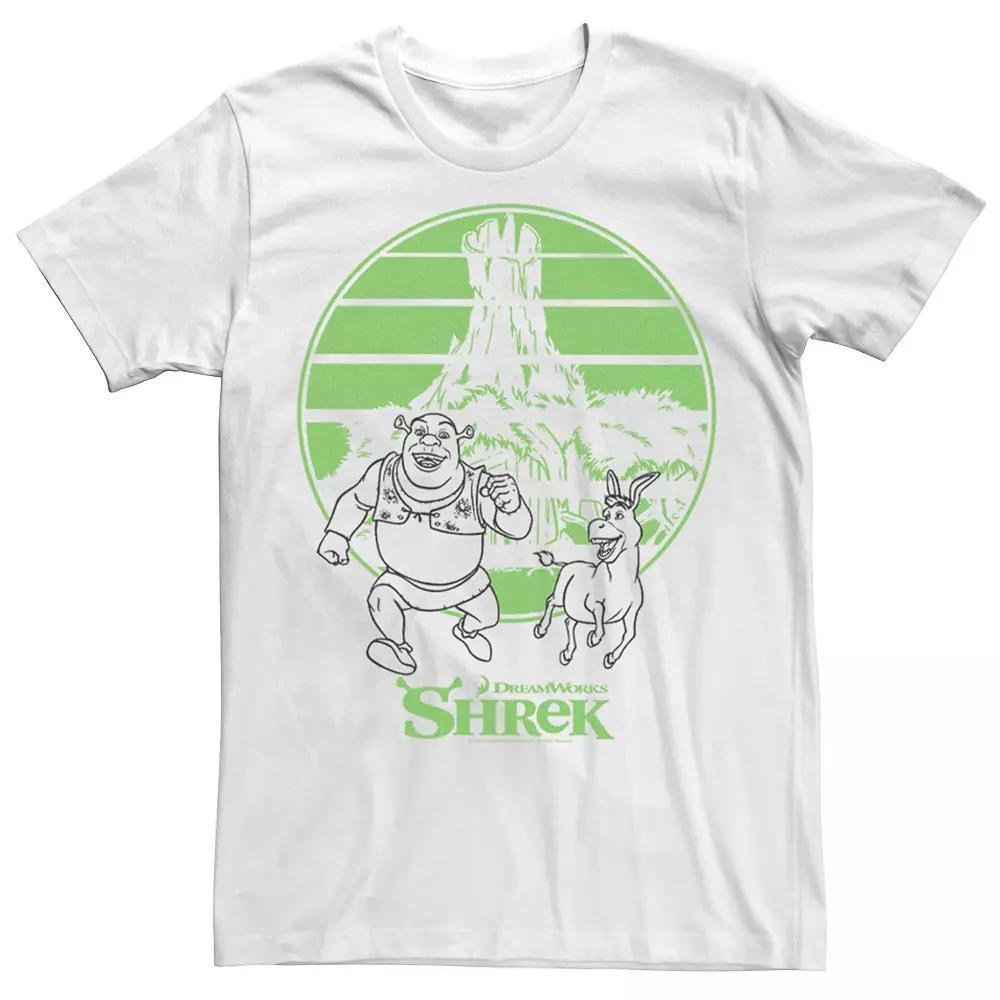 Men's Shrek & Donkey Retro Swamp Outline Tee, Size: XL, White Product Image