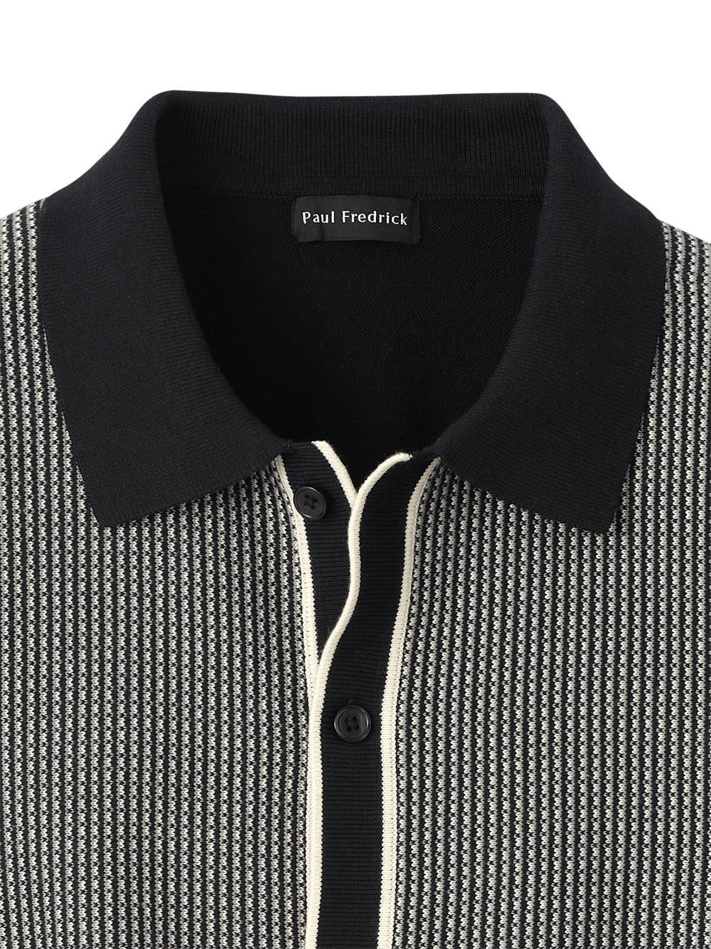 Cotton Button Front Polo - Black Product Image