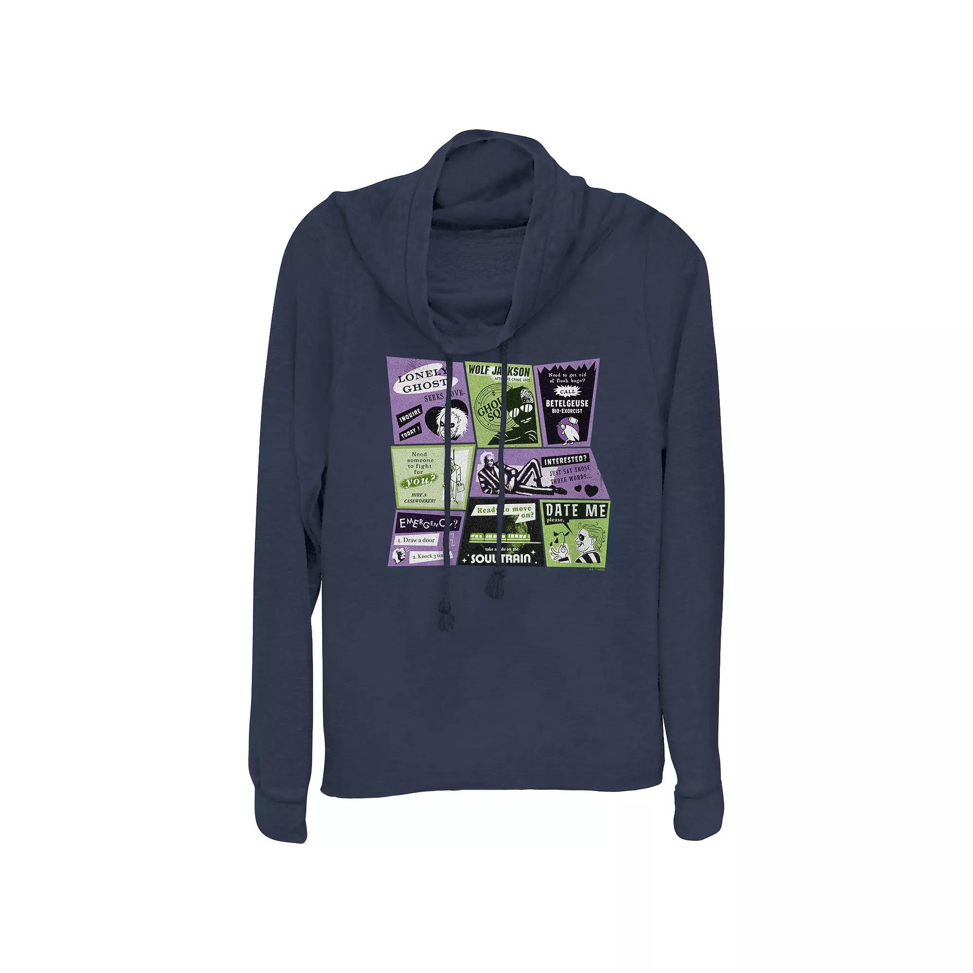 Women's In My Mama Era Cowlneck Graphic Lightweight Long Sleeve, Size: XS, Black Product Image