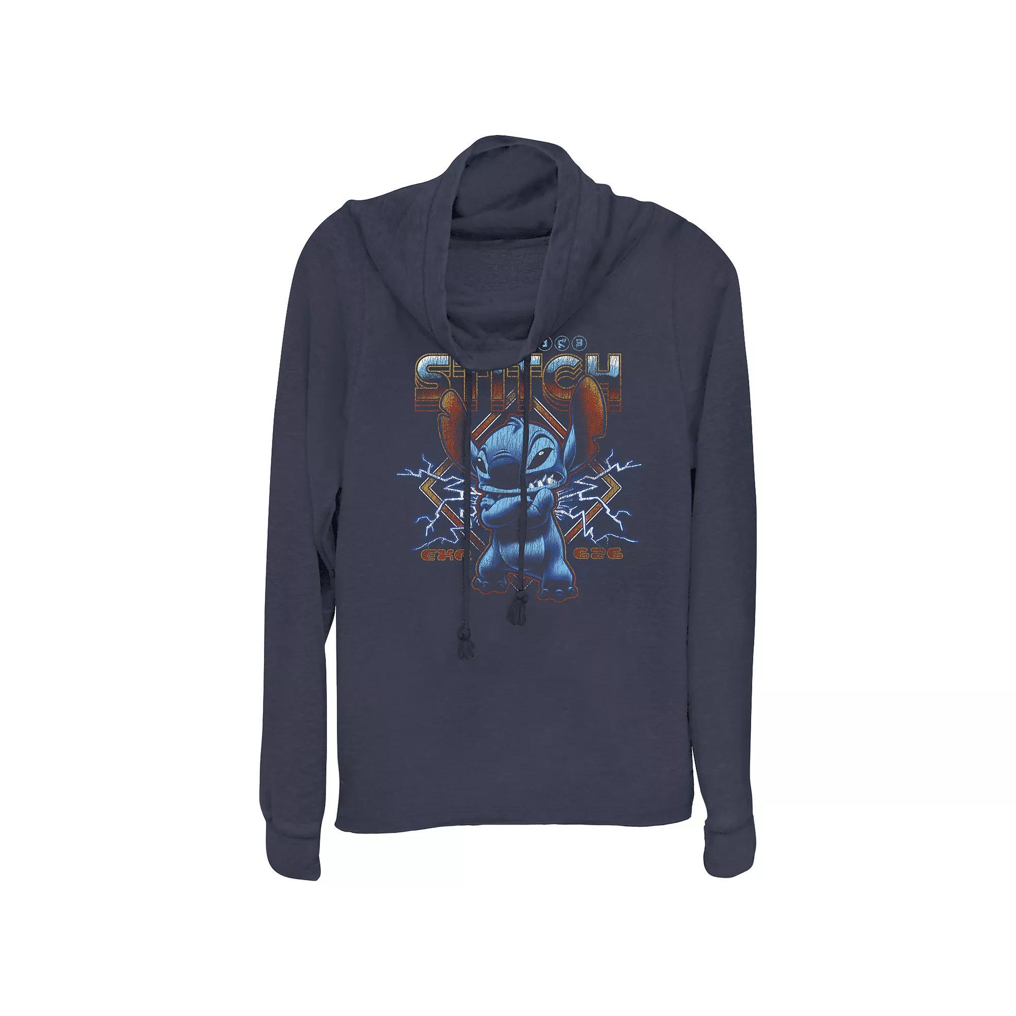Juniors' Lilo & Stitch Rock Poster Stitch Cowlneck Graphic Lightweight Long Sleeve, Girl's, Size: XL, Blue Product Image