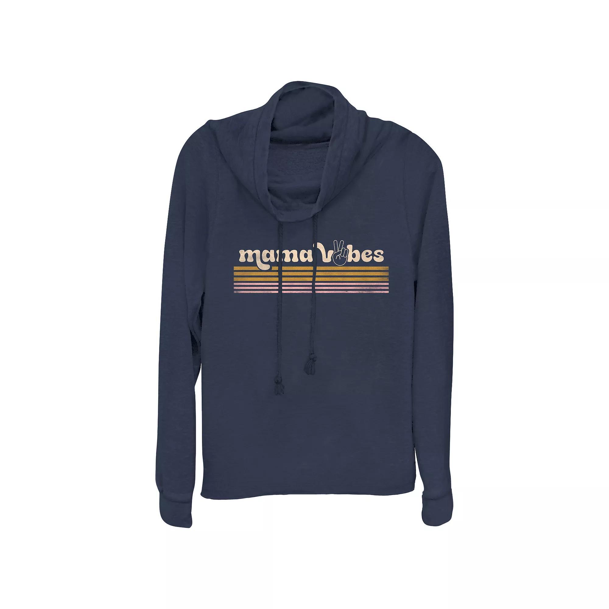 Women's Star Wars The Force Is Strong With This Mom Cowlneck Graphic Lightweight Long Sleeve, Size: XS, Blue Product Image